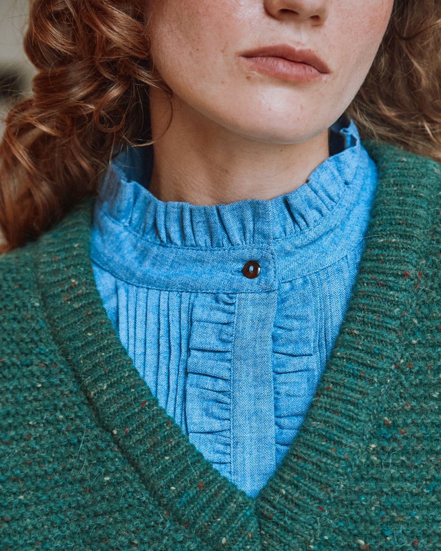 Pull sans manches en laine vert