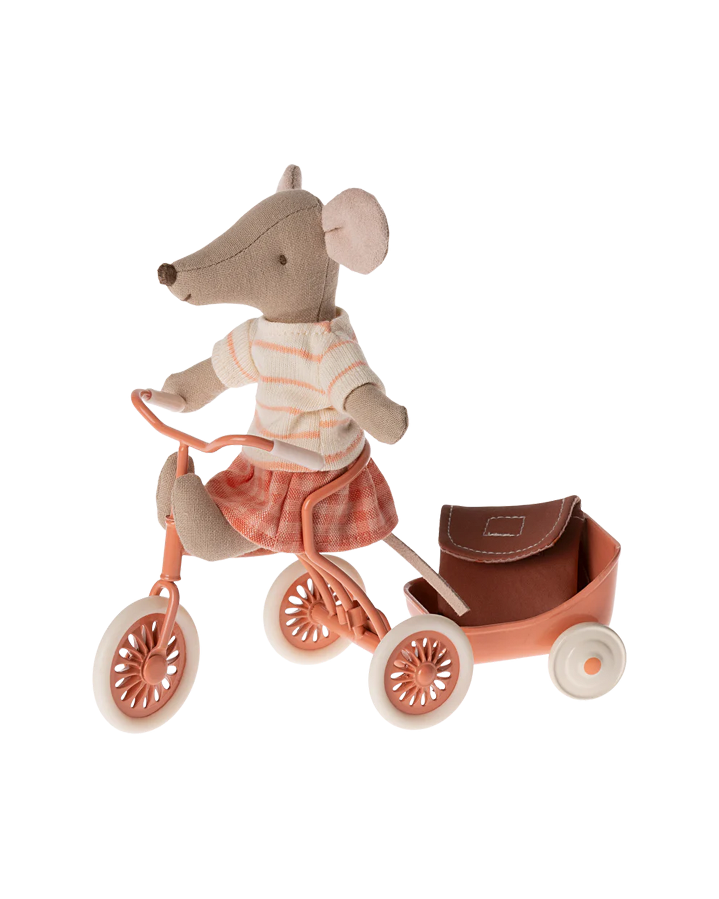 Souris grande soeur tricycle corail 13 cm - Maileg