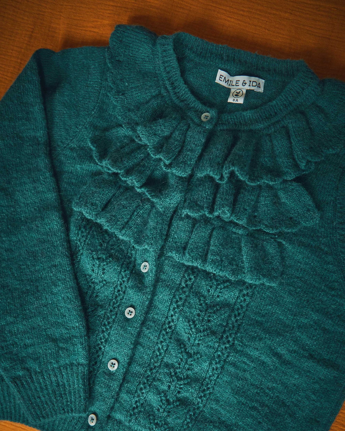 Cardigan volanté sapin