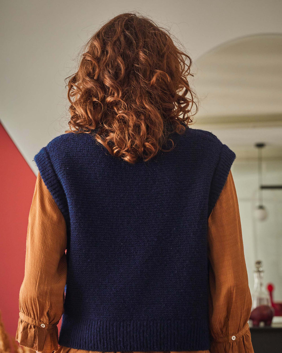 Pull sans manches laine recyclée bleu marine