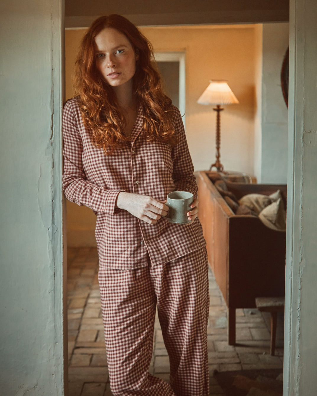 Pyjama femme vichy rose