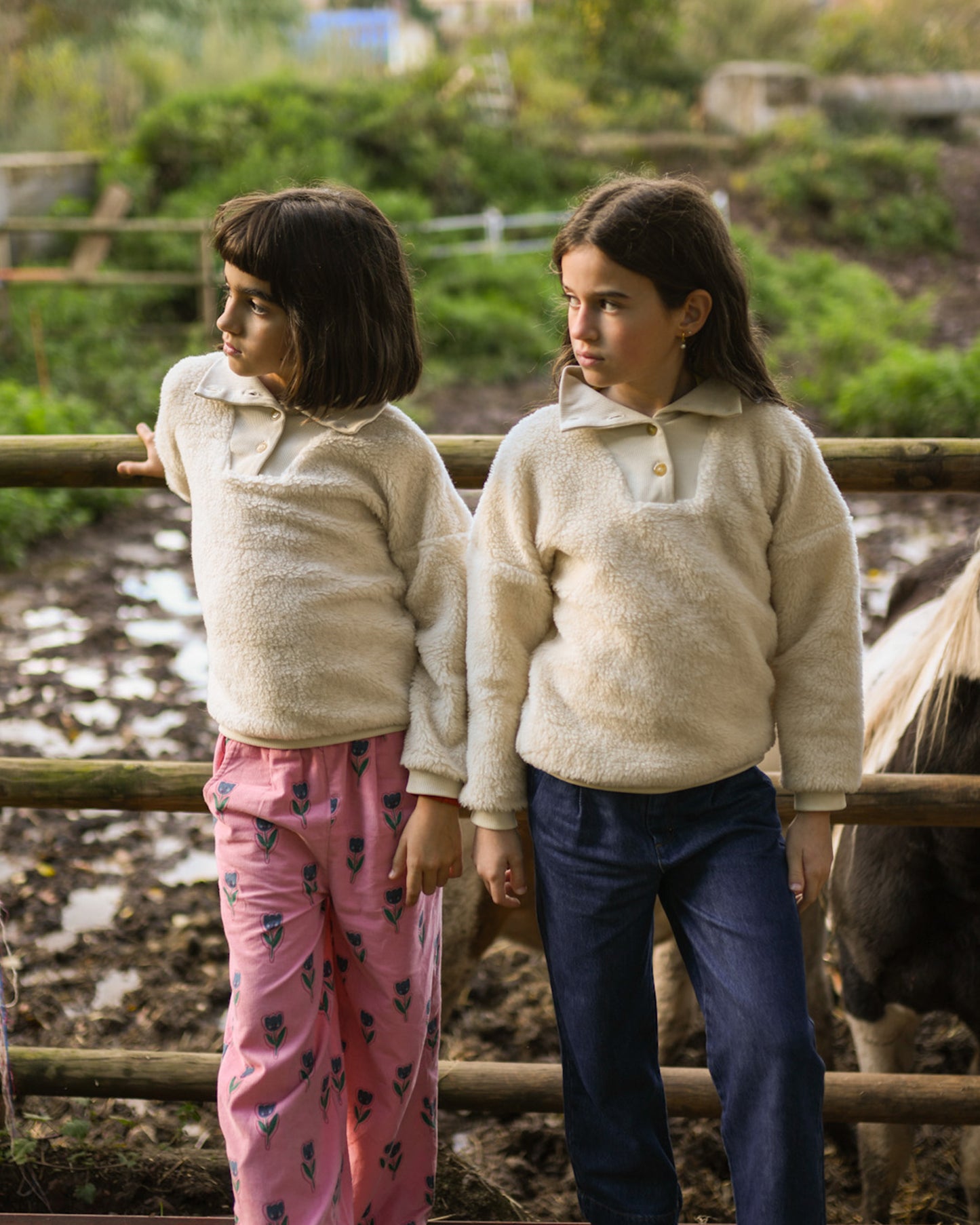 Sweat sherpa enfant col montant écru