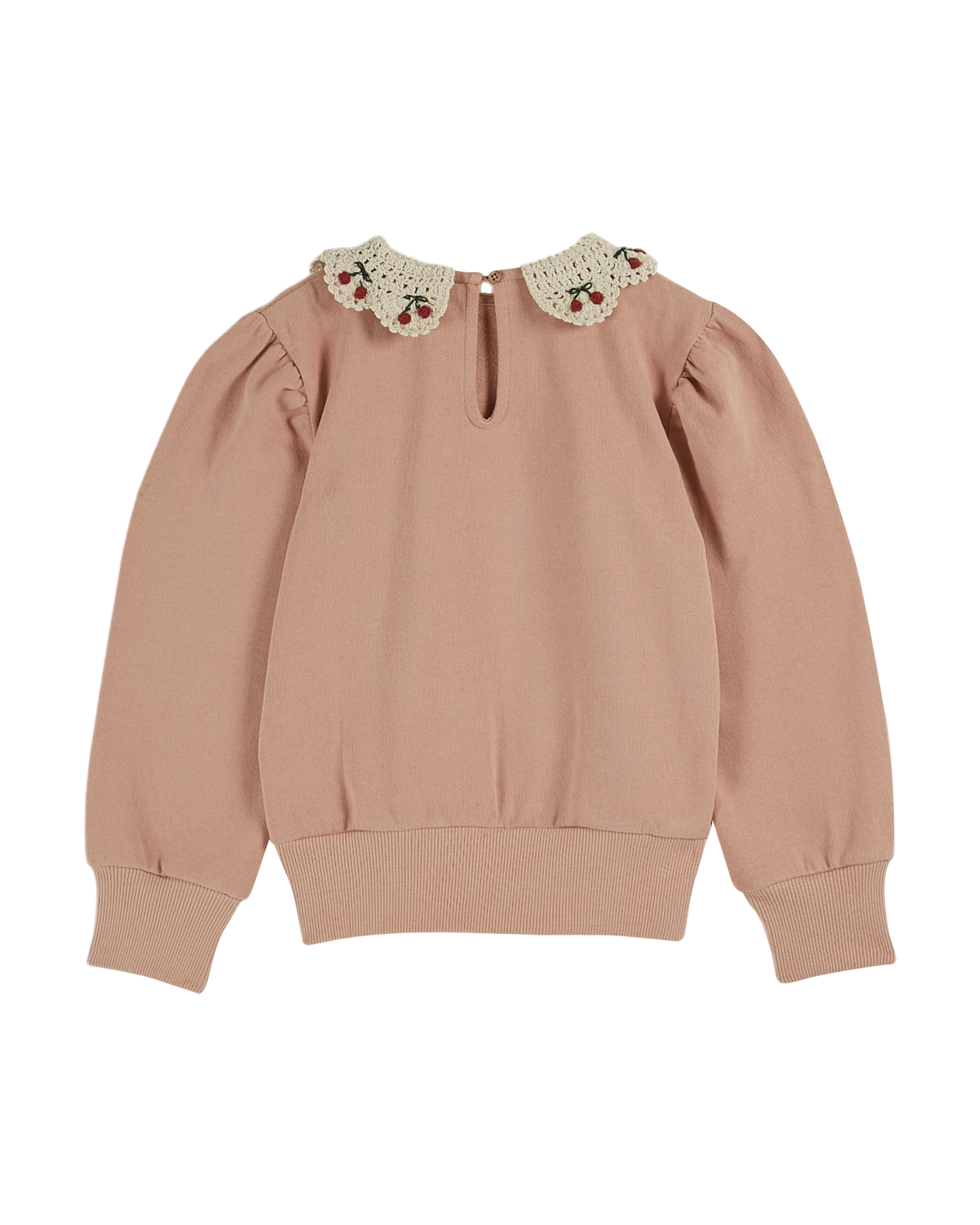 Sweat coton bio col brodé blush