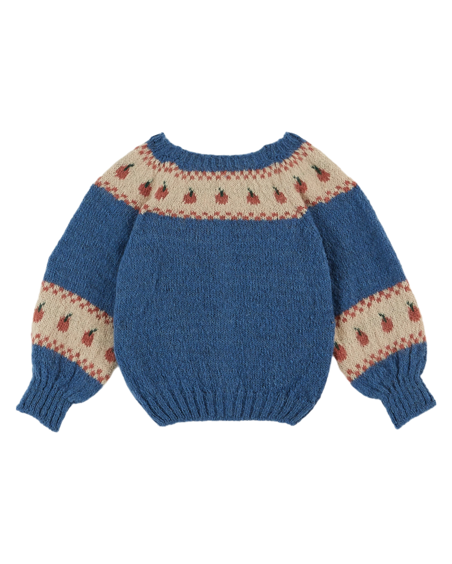 Cardigan jacquard à motifs pomme bleu