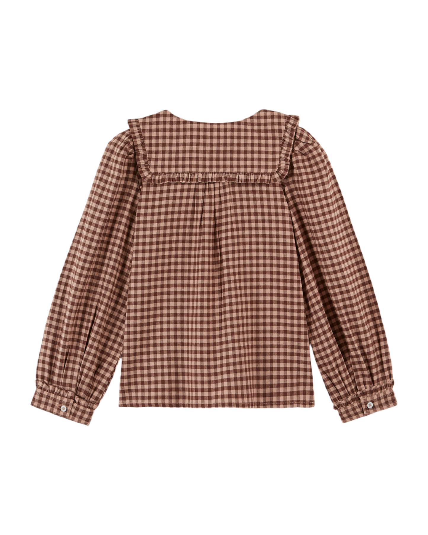 Blouse col carré vichy poudre