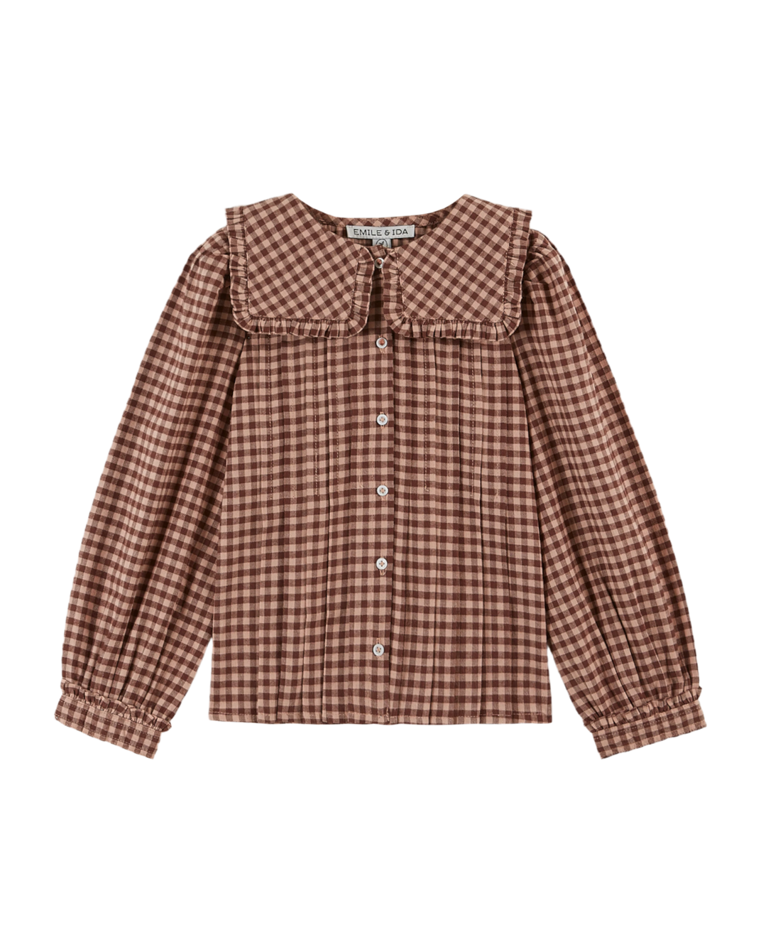 Blouse col carré vichy poudre