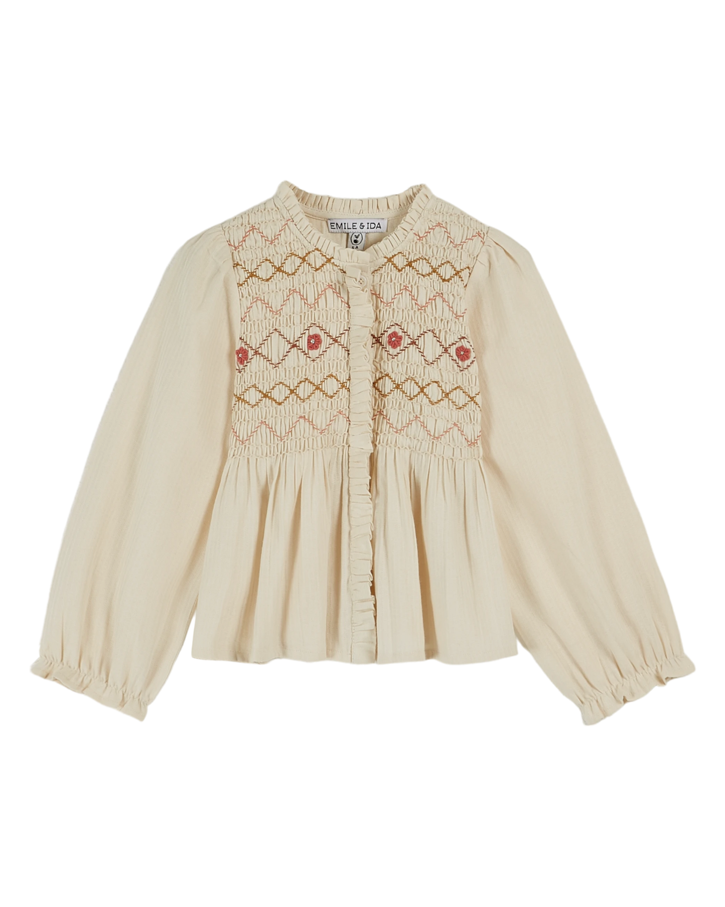 Blouse smockée crème