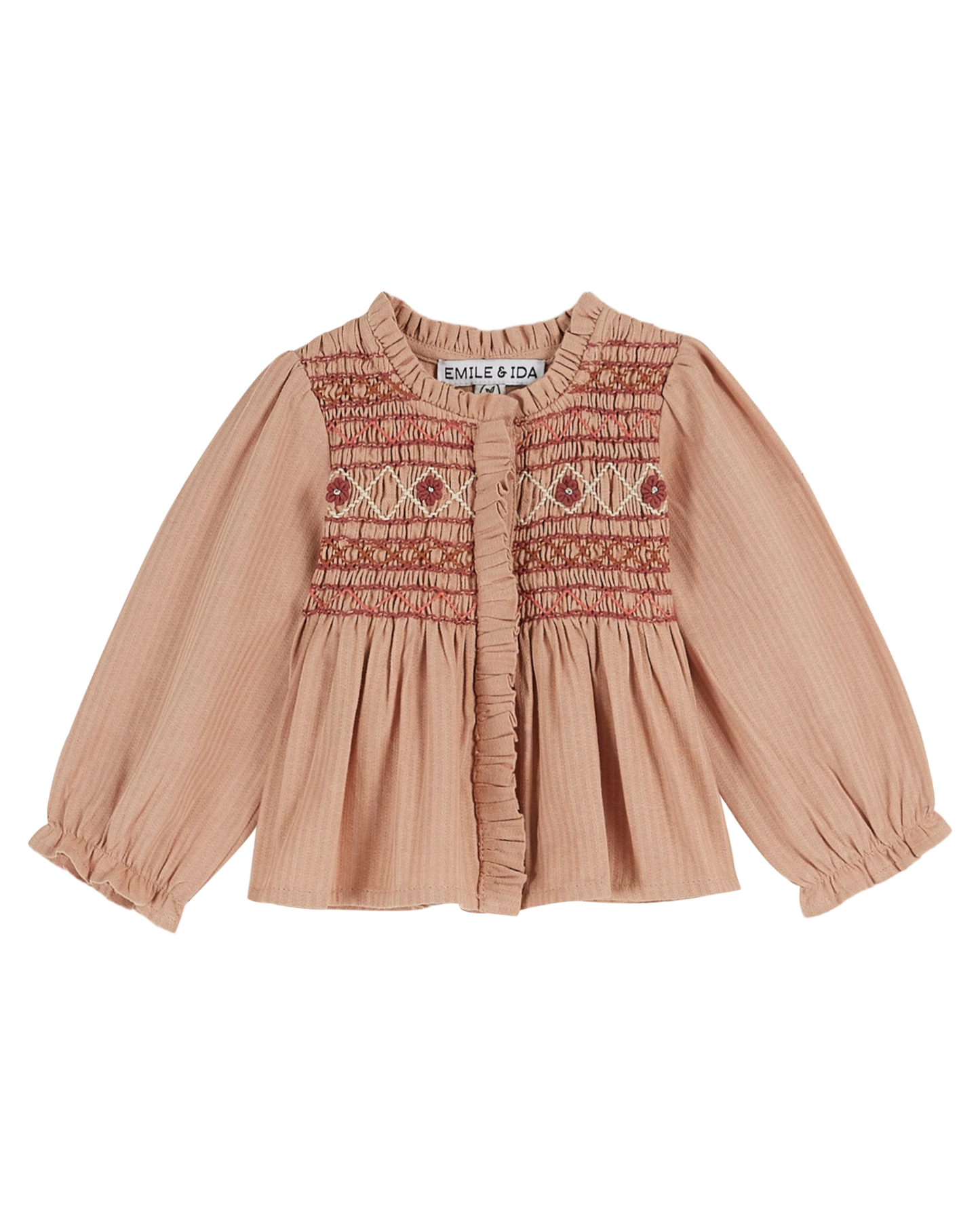 Blouse smockée poudre