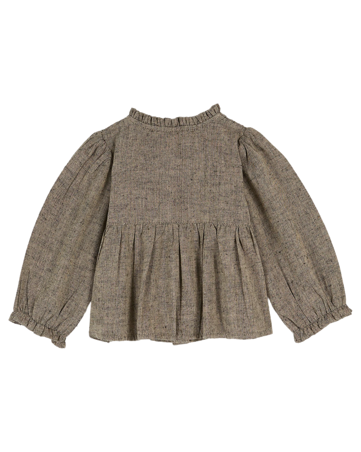 Blouse smockée brun chiné