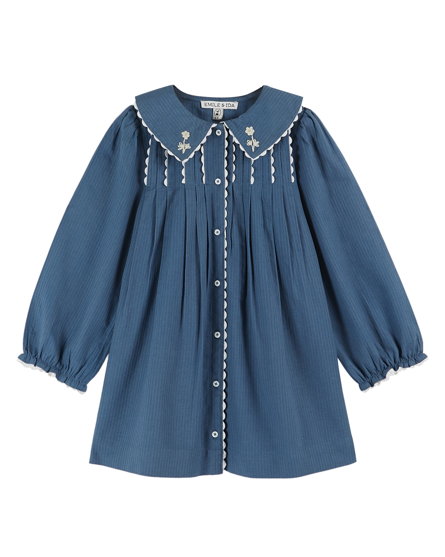 Robe vintage brodée bleu