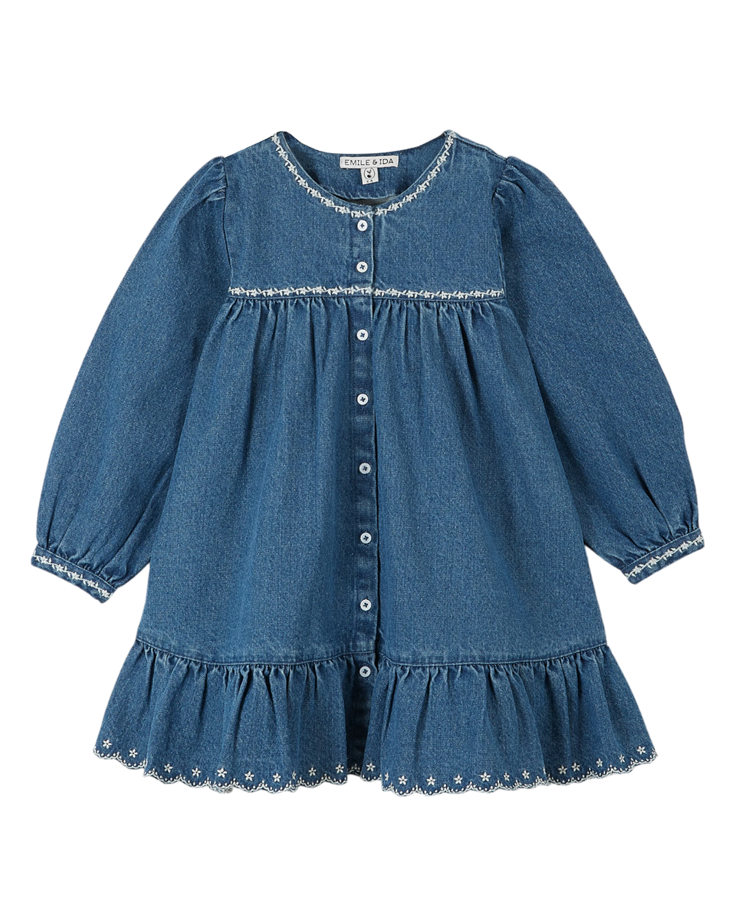 Robe brodée denim