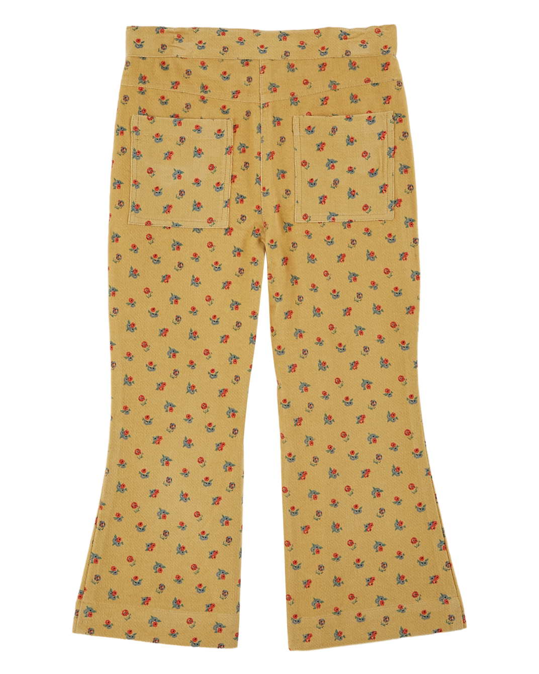 Pantalon évasé velours à fleurs jaune