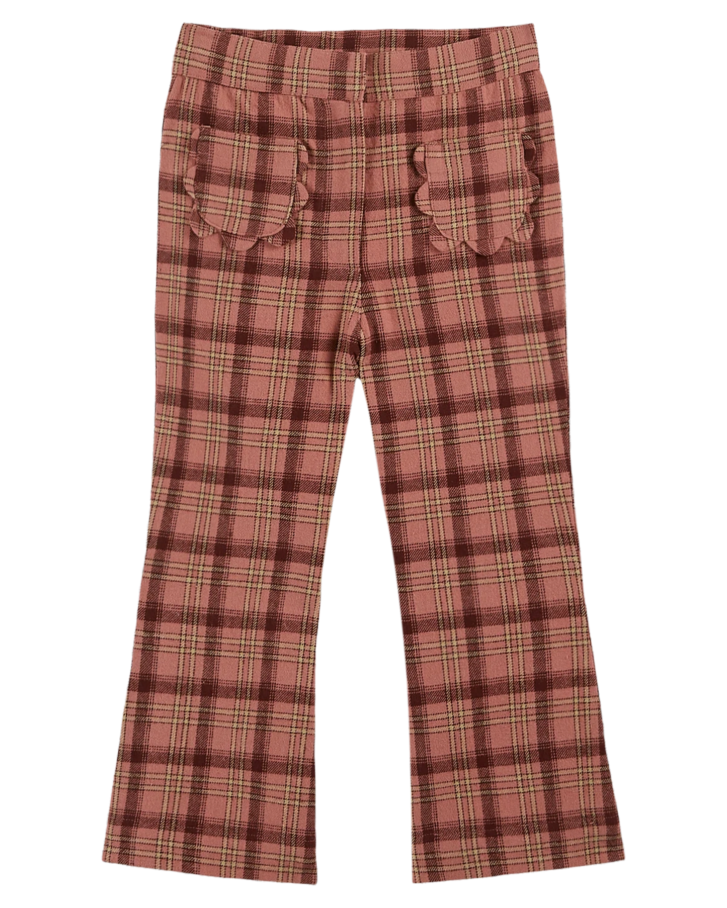 Pantalon évasé carreaux blush