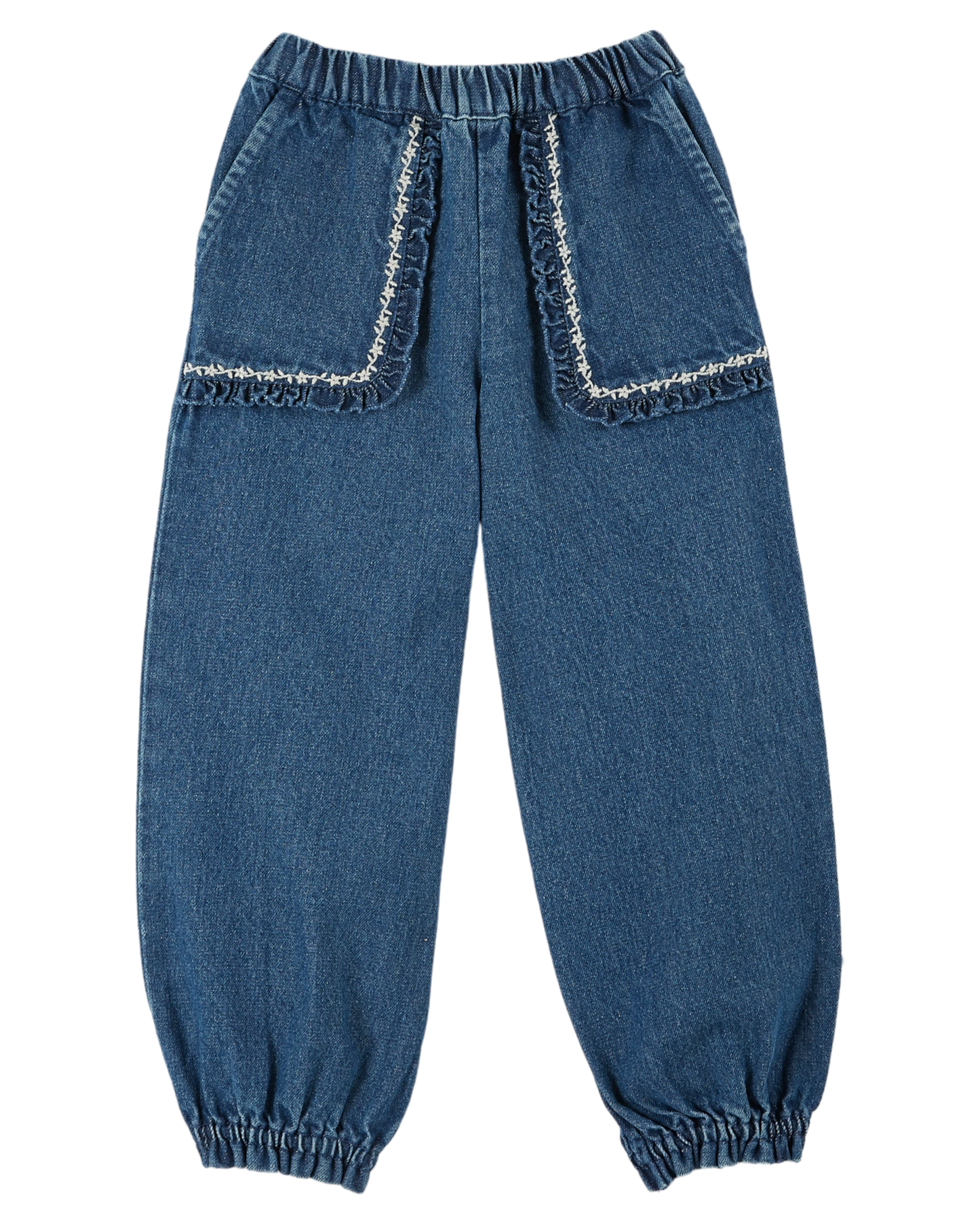 Pantalon brodé denim