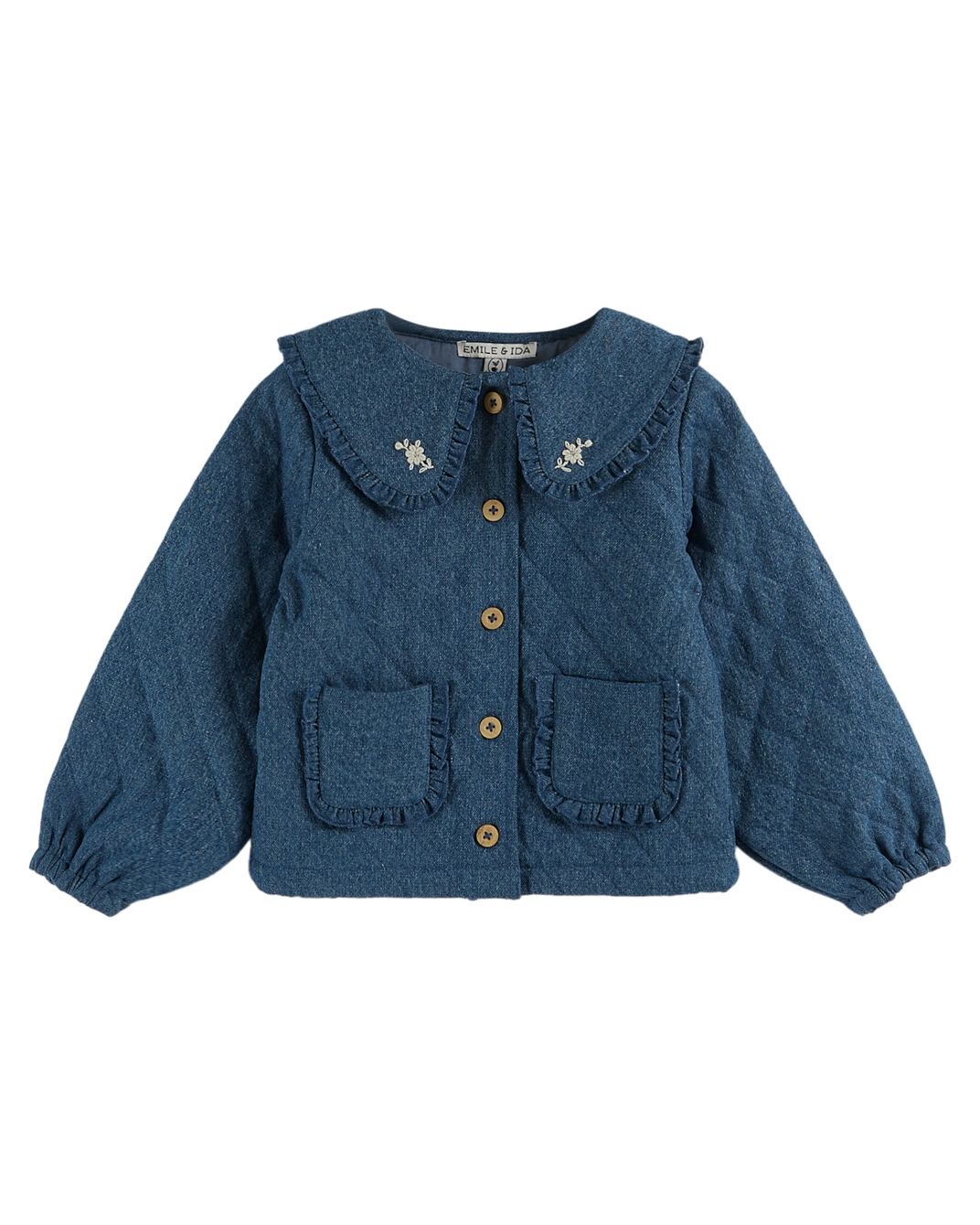 Veste matelassée brodée denim