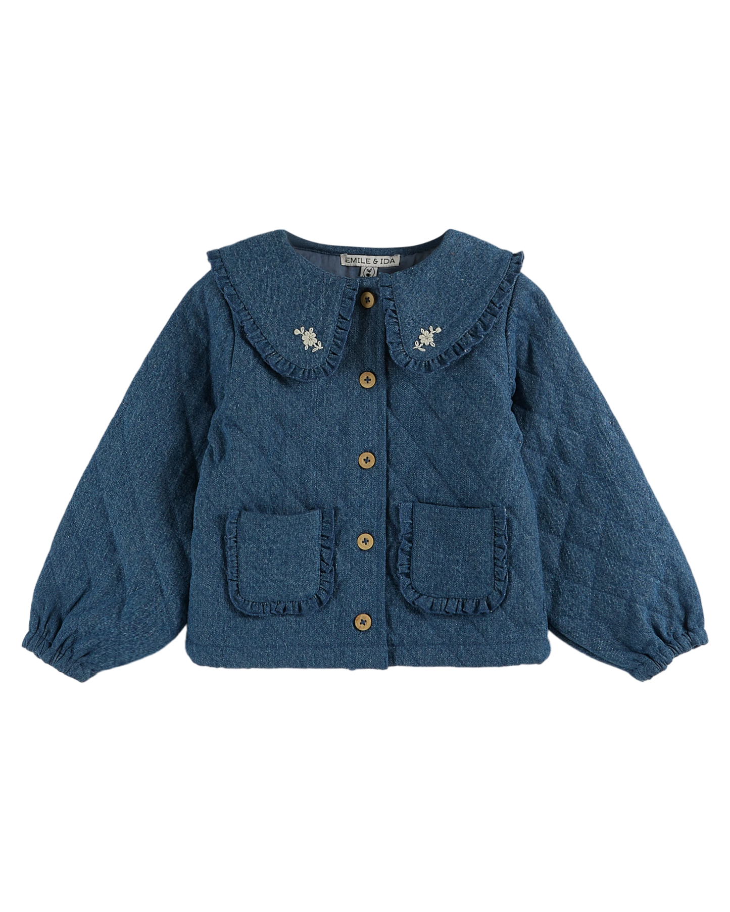 Veste matelassée brodée denim