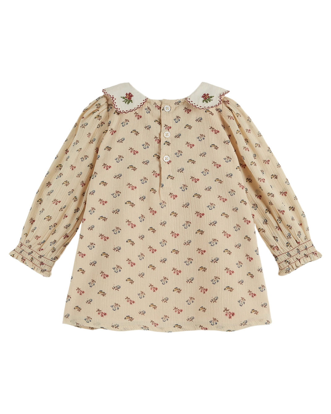 Robe voile de coton à fleurs Sorgue écru