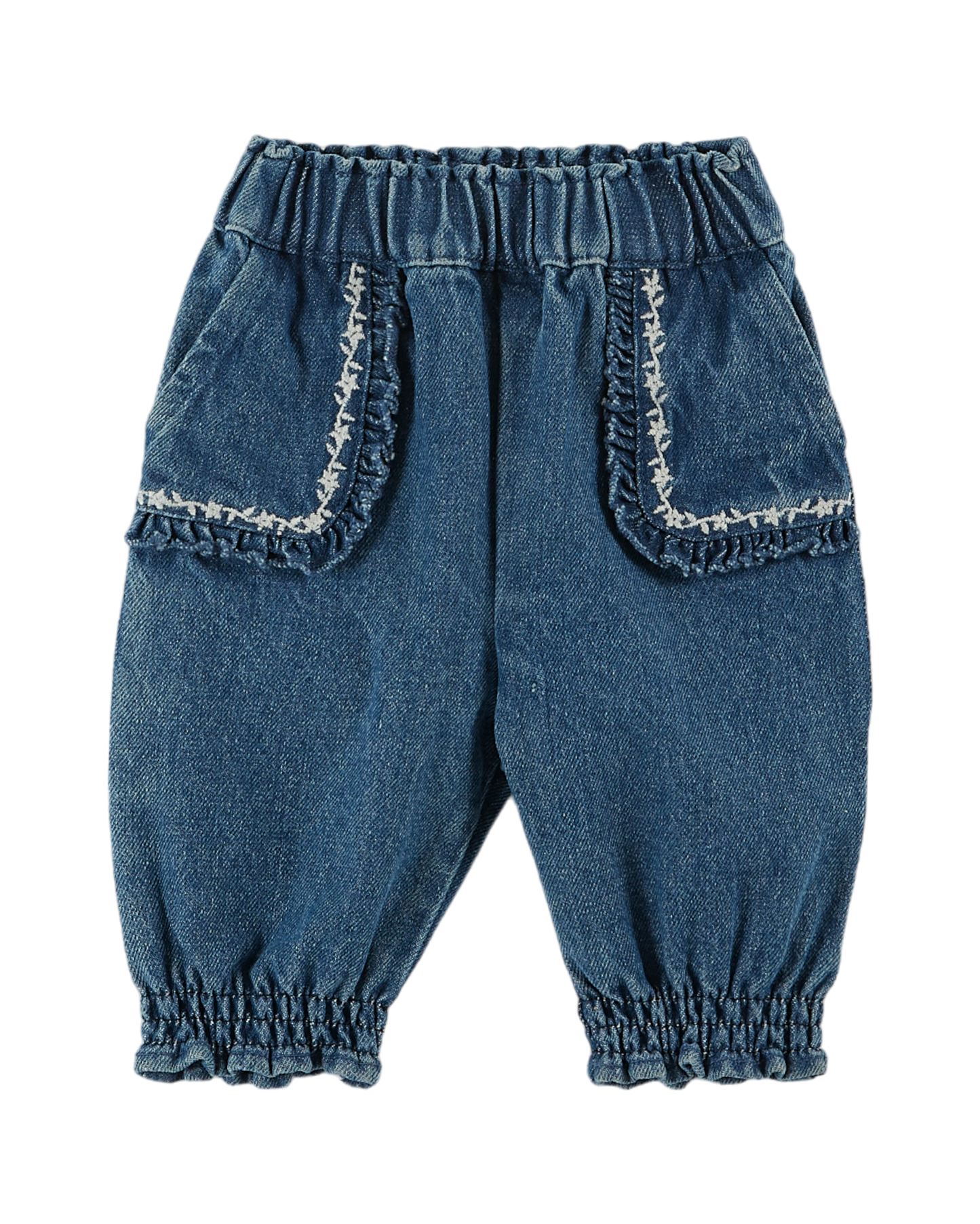 Sarouel brodé denim