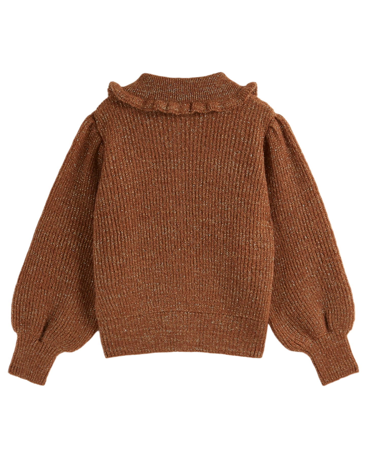 Cardigan col volanté choco lurex