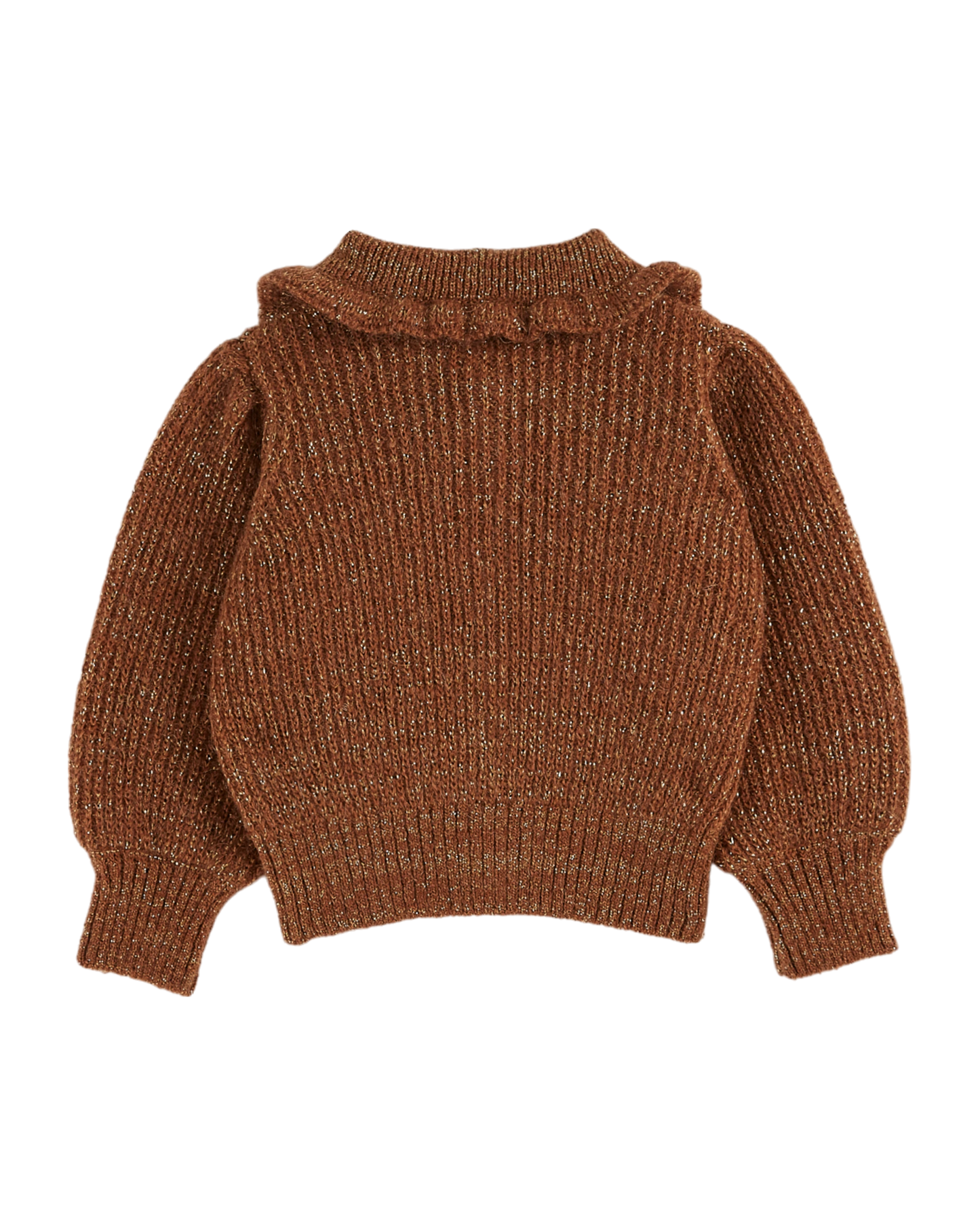 Cardigan col volanté choco lurex