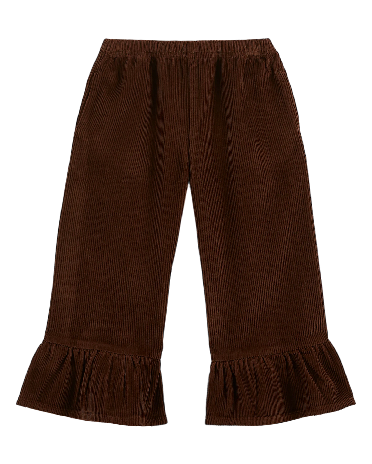 Pantalon crop velours volanté cacao