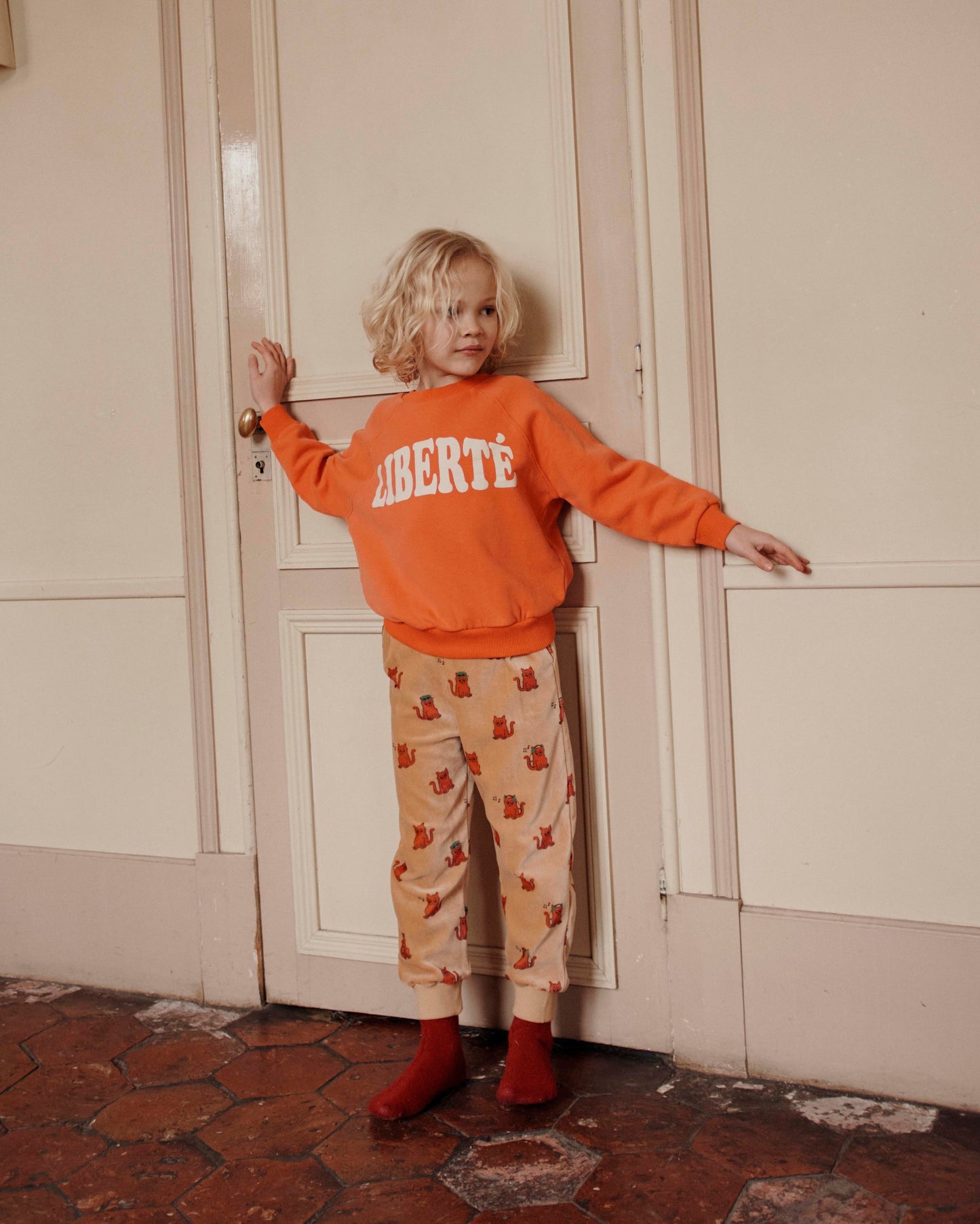 Sweat Liberté coton bio enfant orange