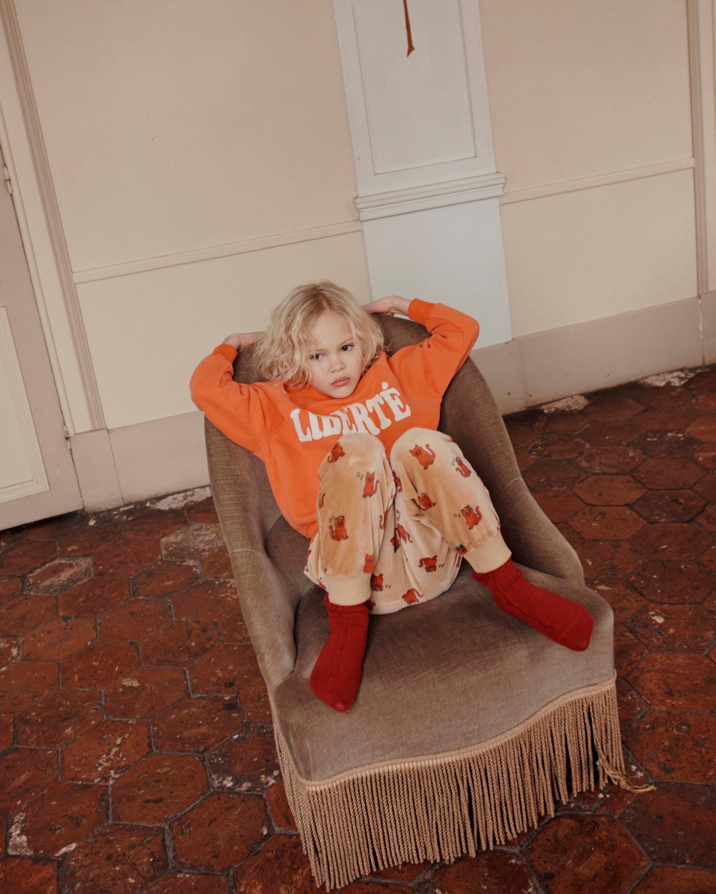 Sweat Liberté coton bio enfant orange