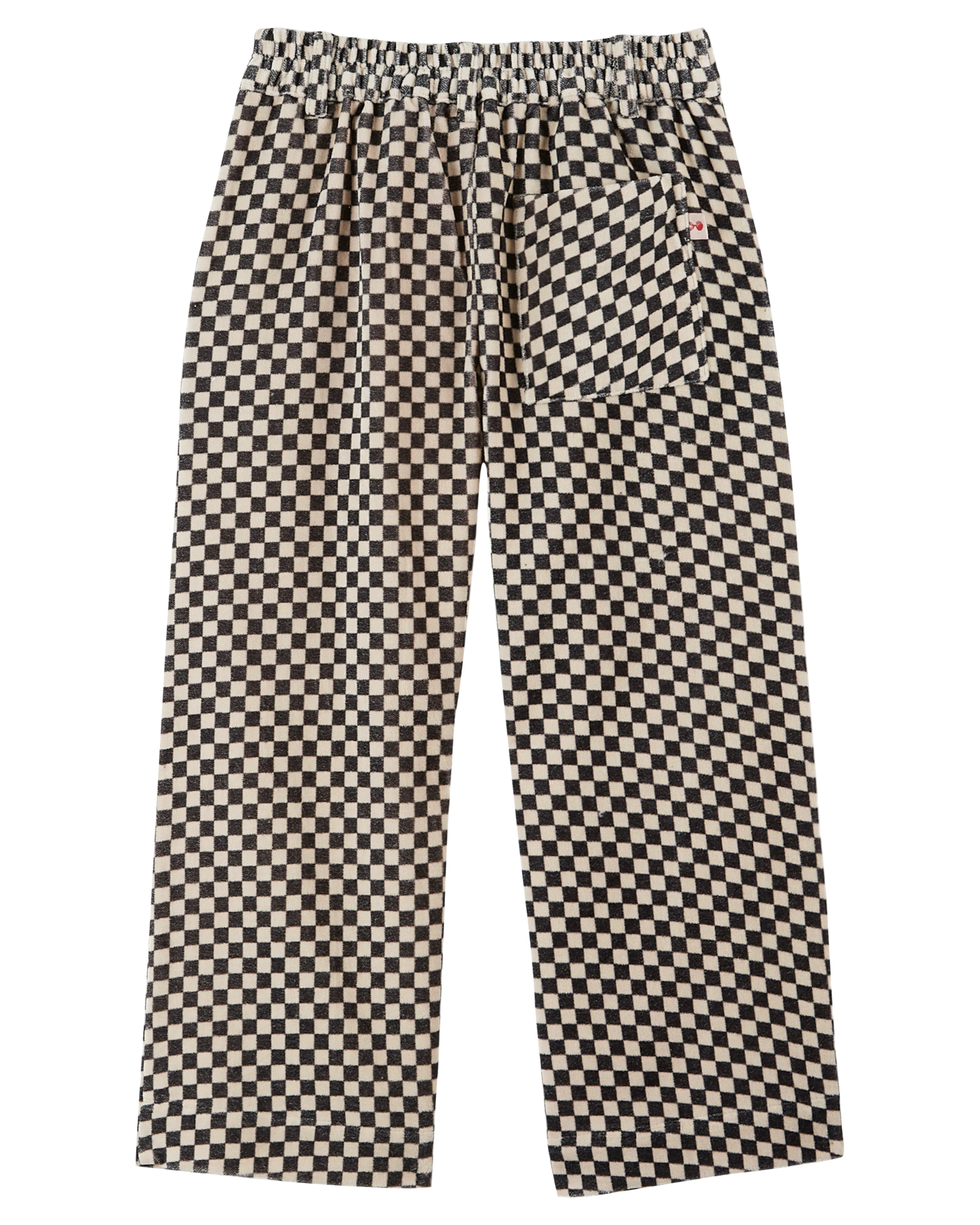 Pantalon droit velours damier noir et blanc