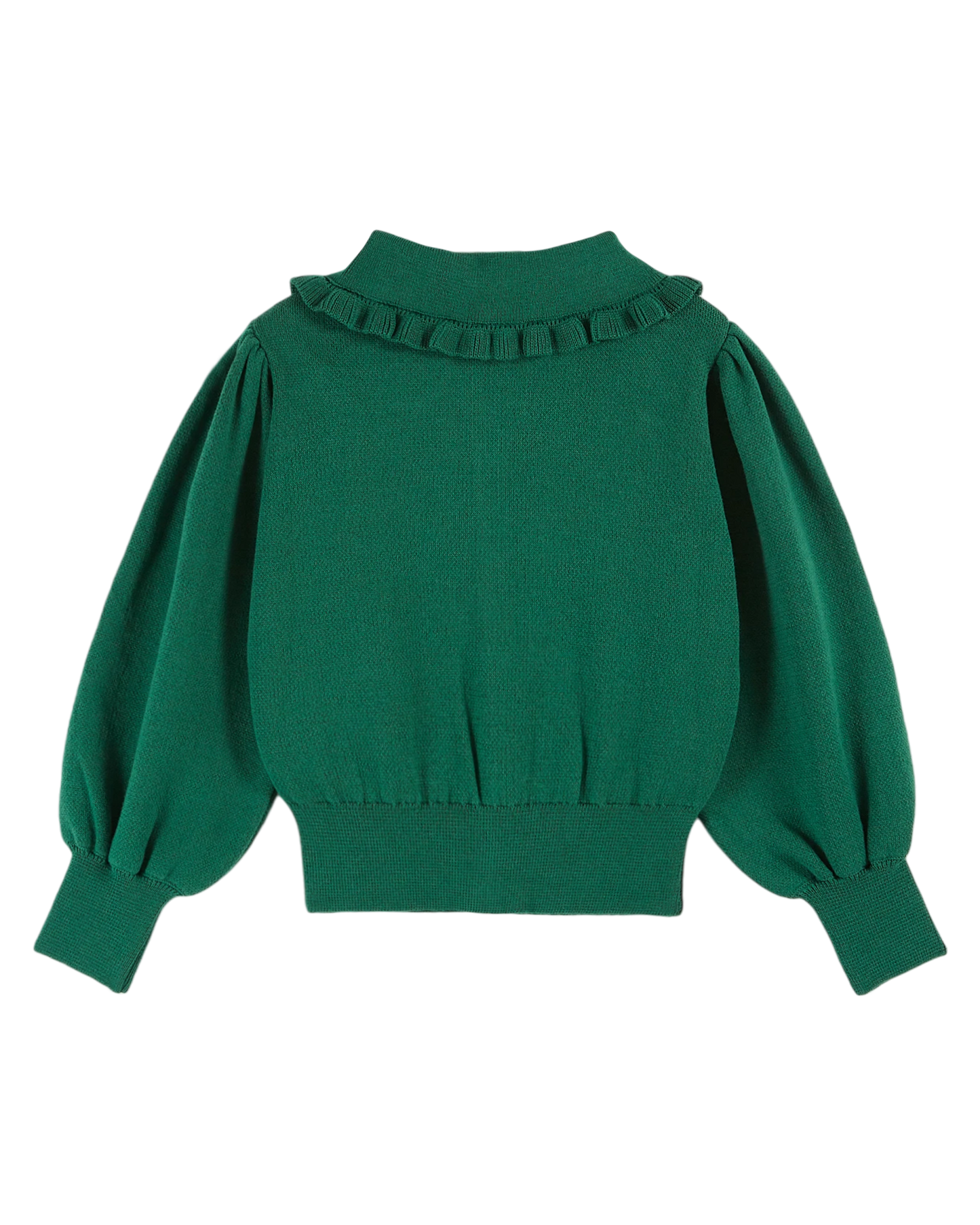 Cardigan col volanté coton bio vert