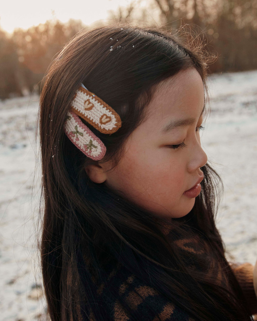 2 barrettes coeur en crochet