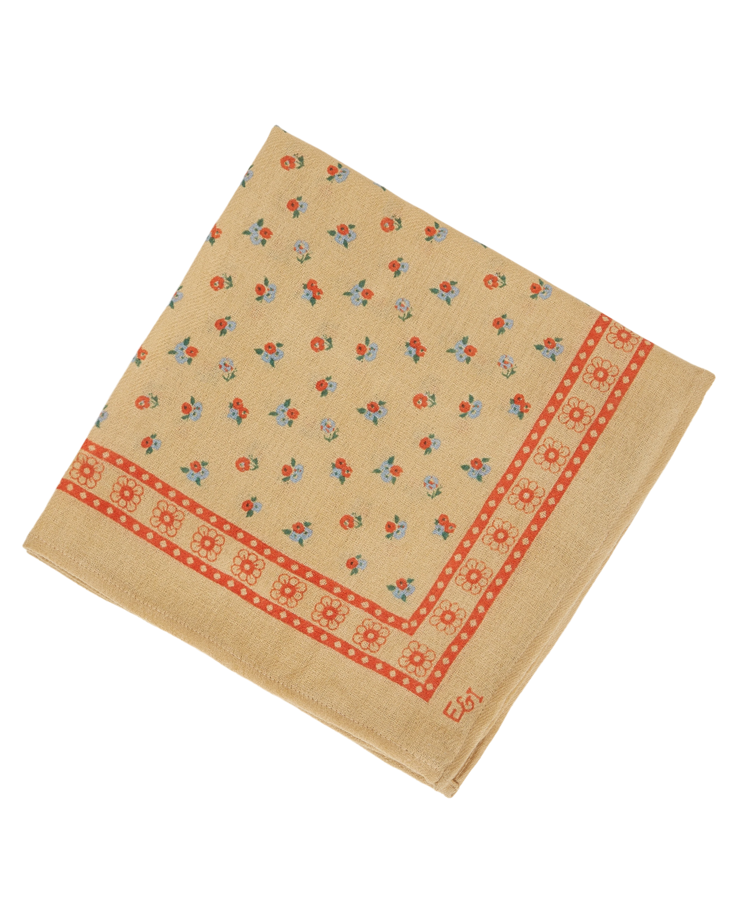 Foulard à fleurs beige 50x50cm