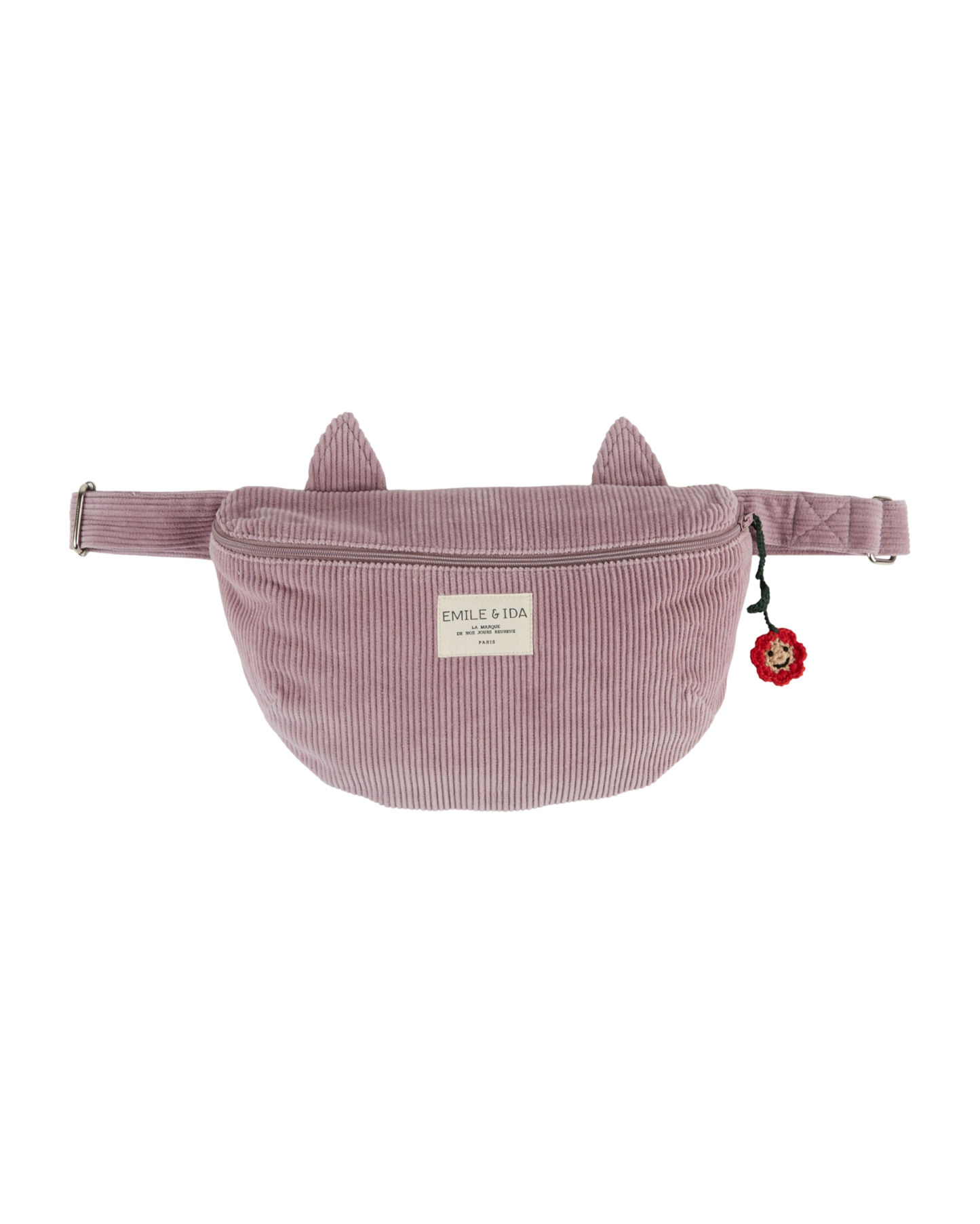 Sac banane chat velours mauve