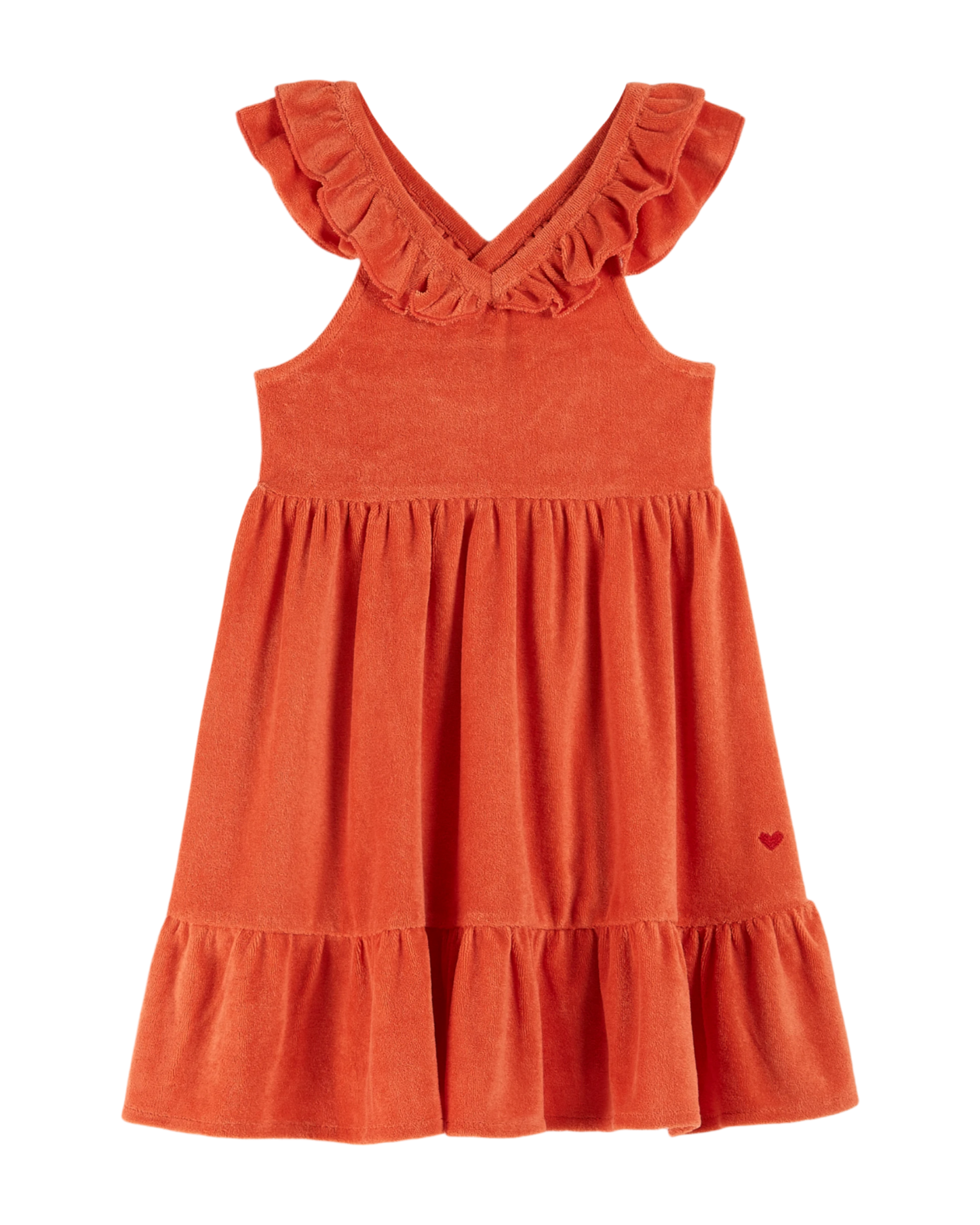 Robe éponge volantée orange