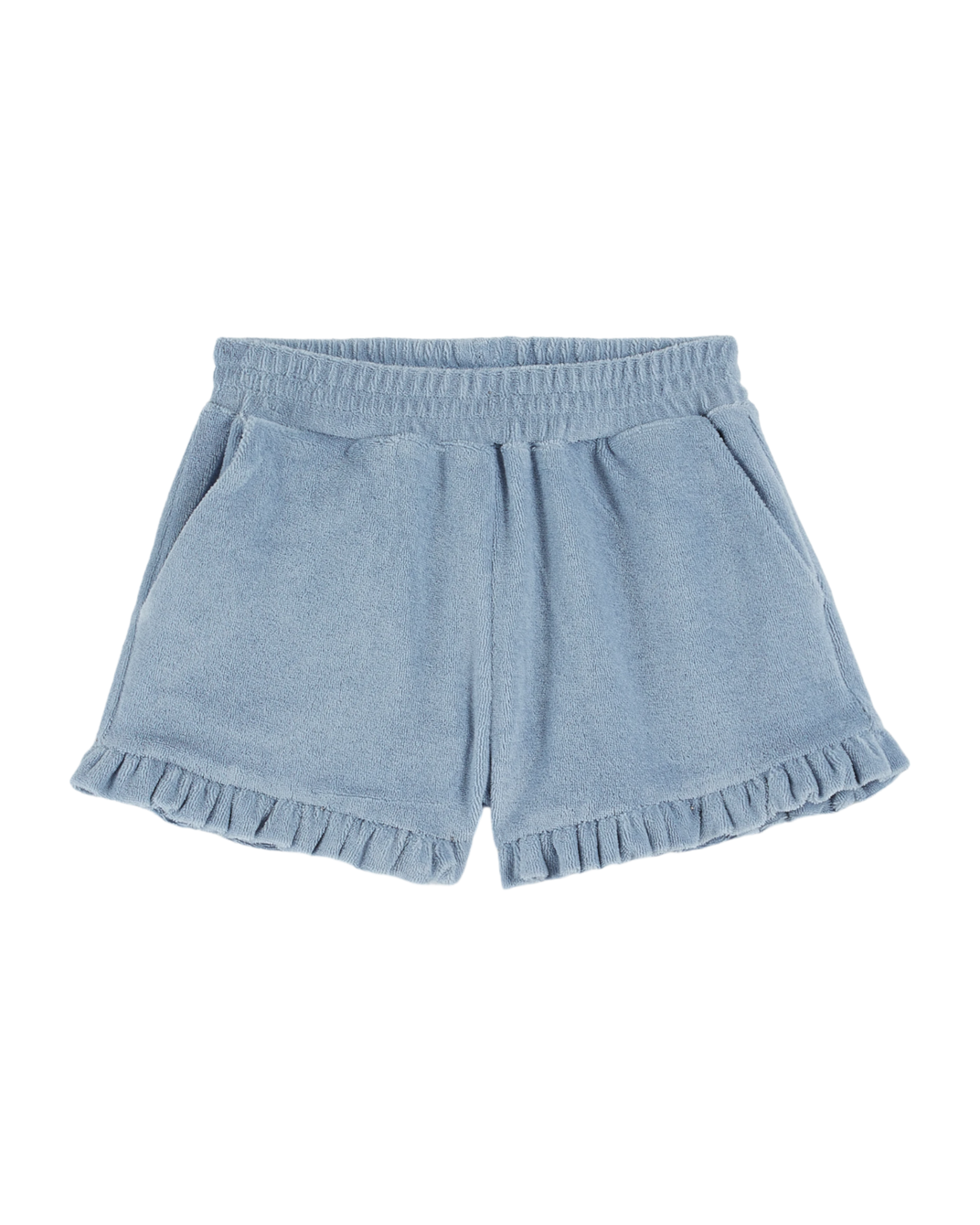 Short éponge volanté bleu clair