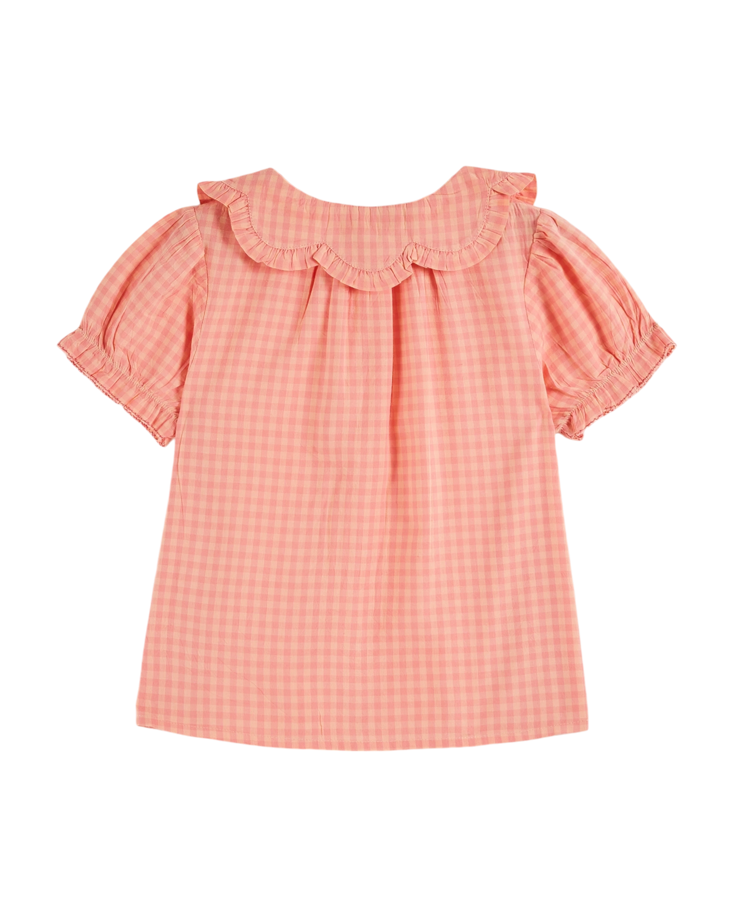 Blouse col fleurs vichy pivoine