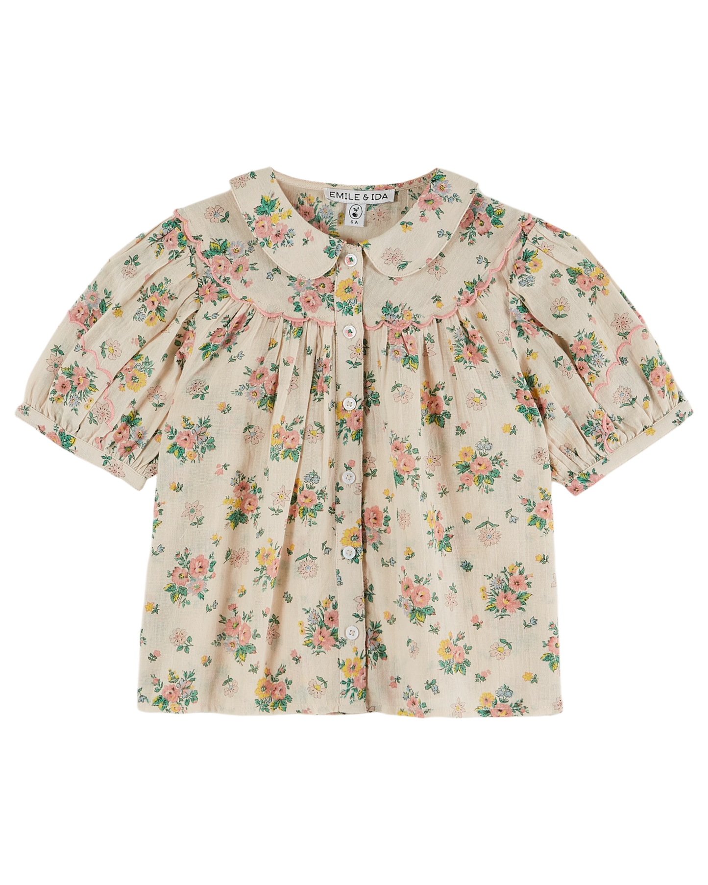 Blouse festonnée printemps rose