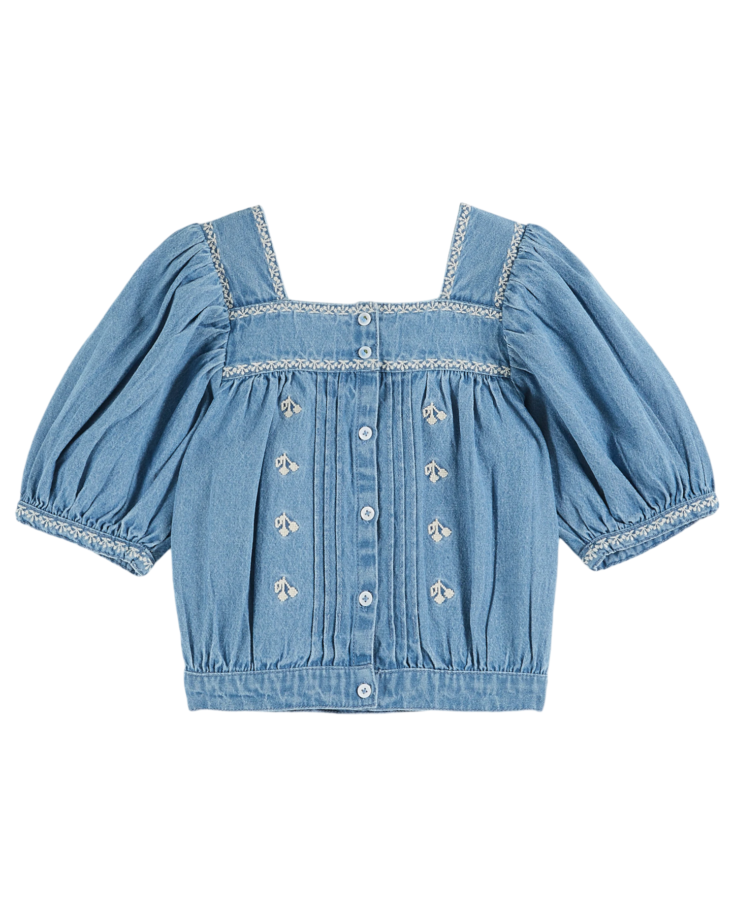 Blouse brodée chambray