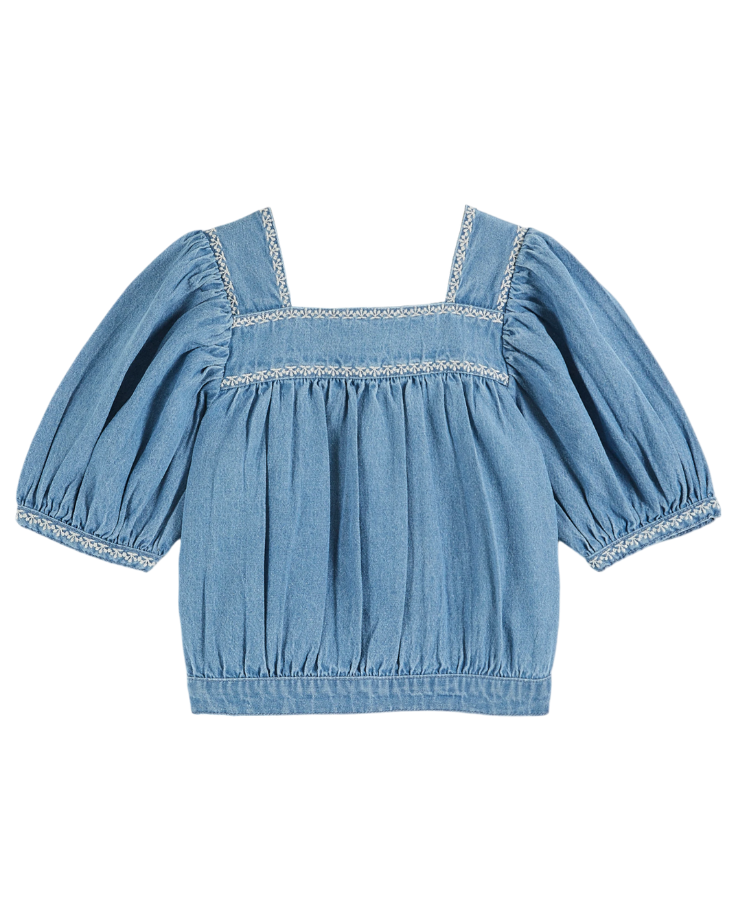 Blouse brodée chambray