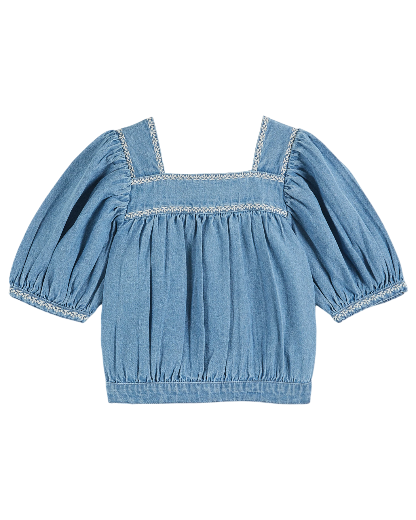 Blouse brodée chambray