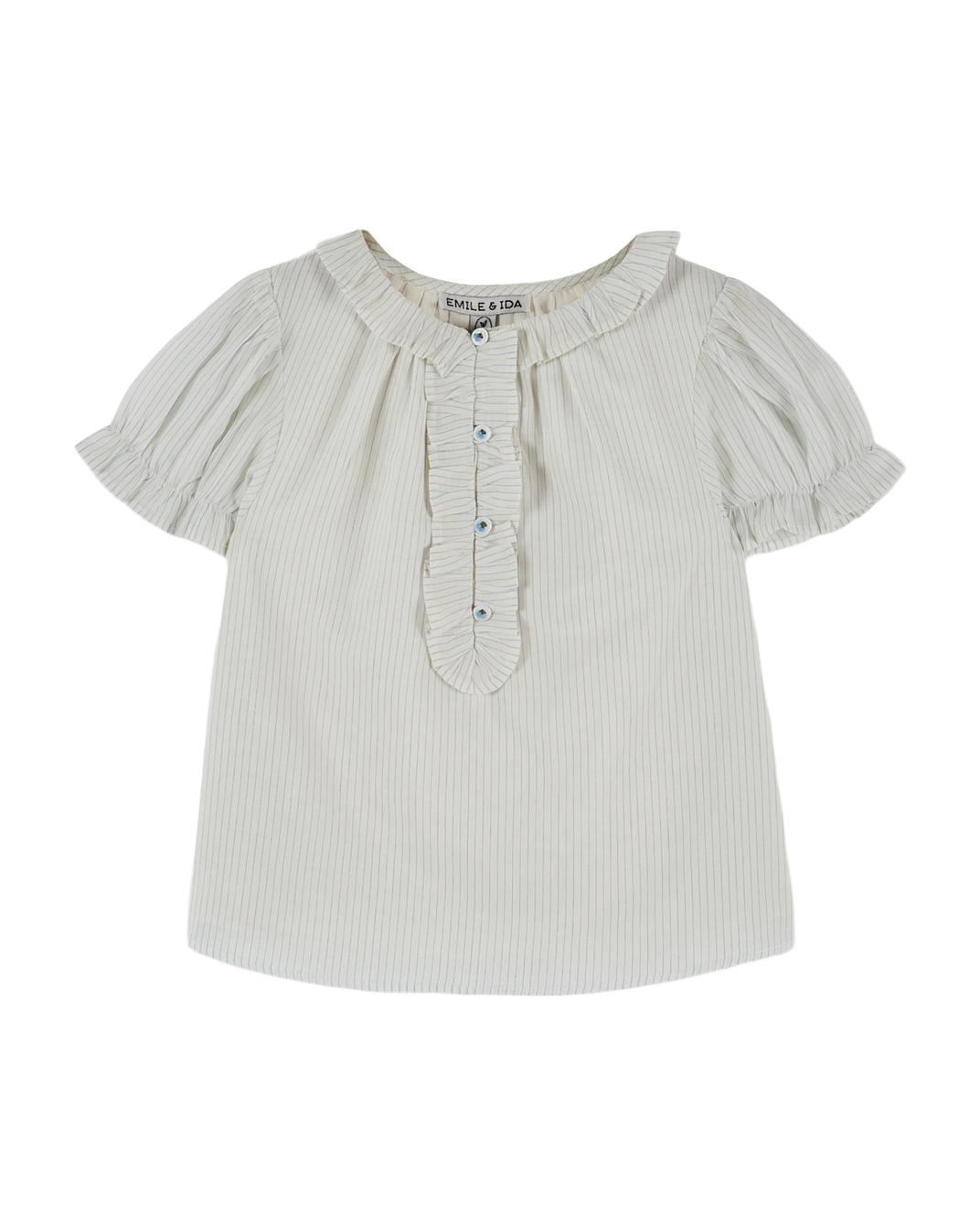 Blouse volants rayures ciel