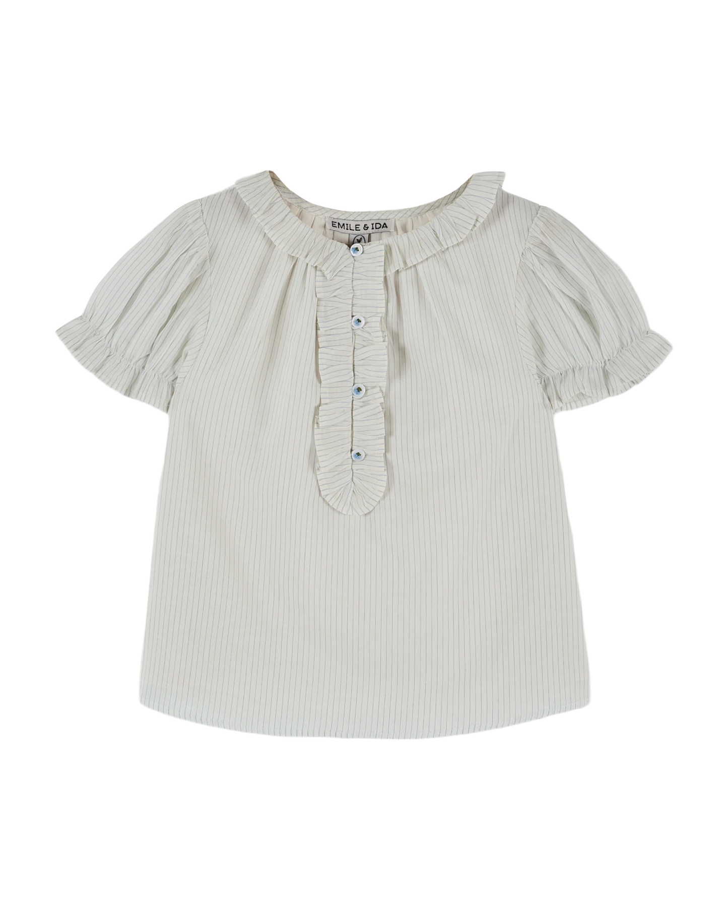 Blouse volants rayures ciel