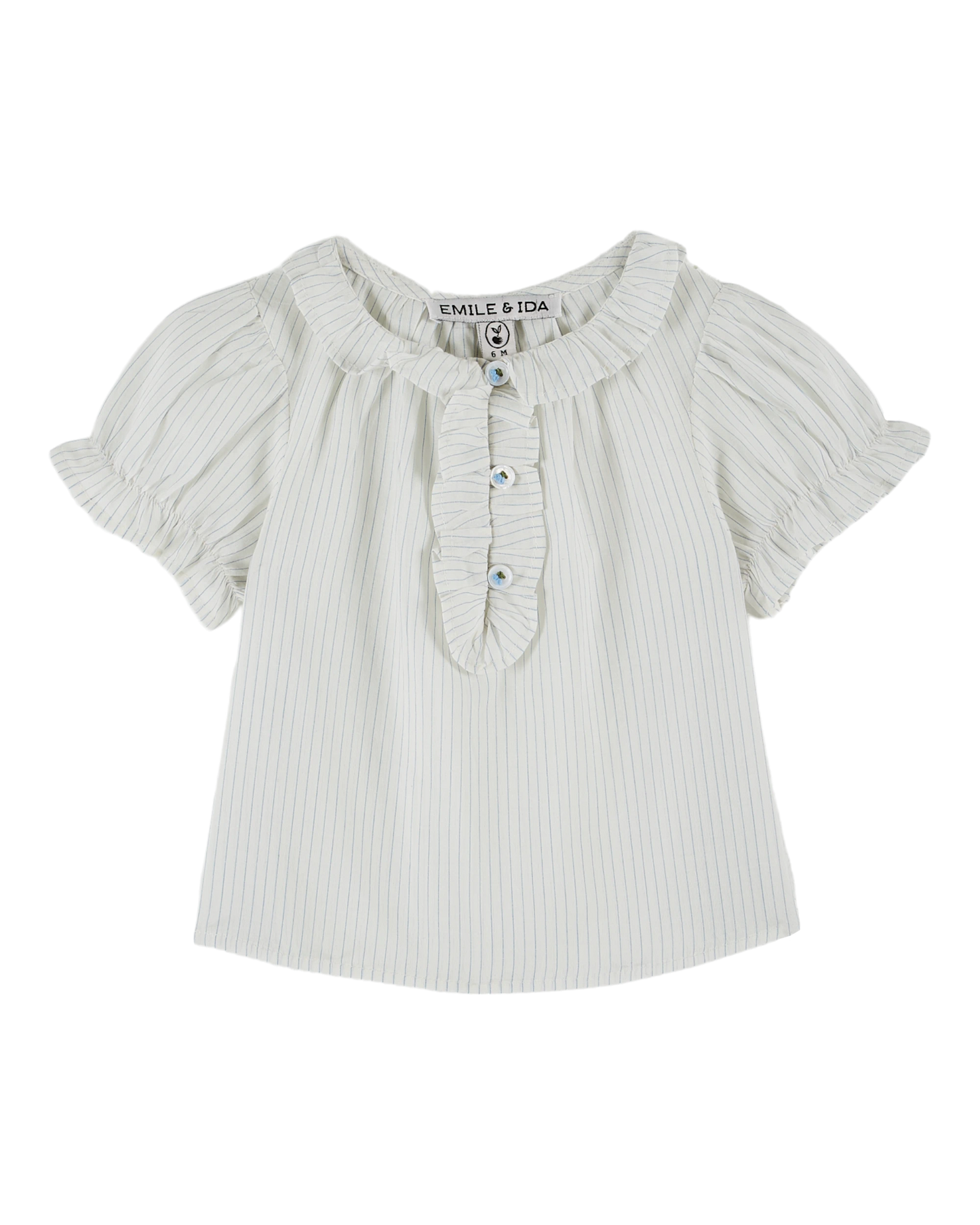 Blouse volants rayures ciel