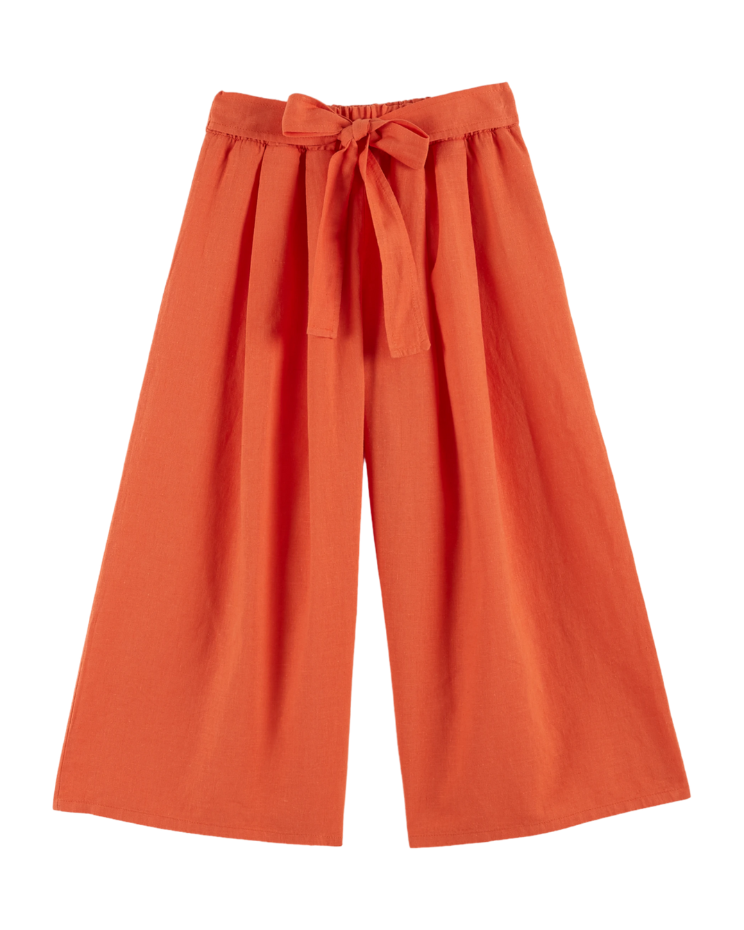 Pantalon noué lin et coton orange