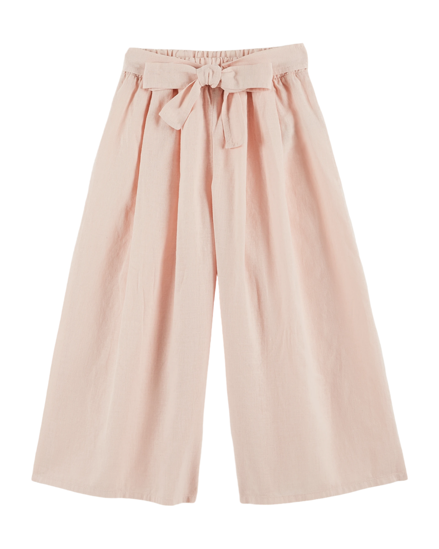 Pantalon noué lin et coton rose pastel