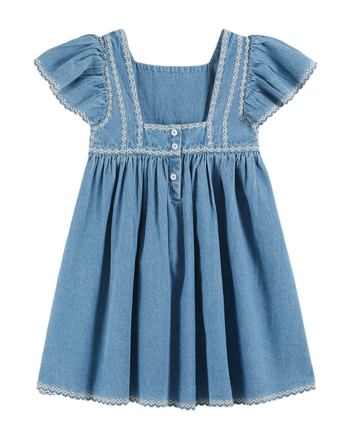 Robe brodée denim