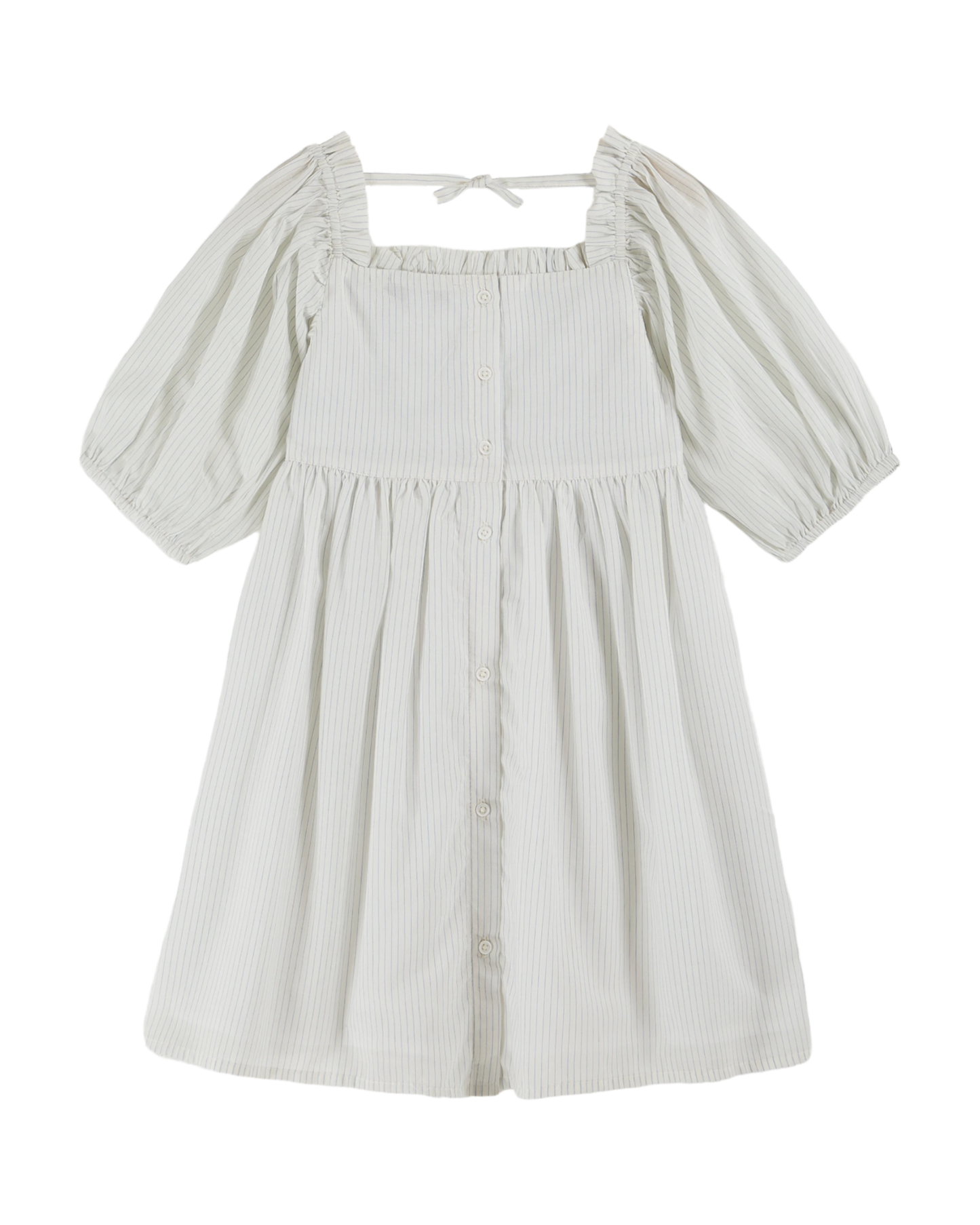 Robe brodée smockée rayures ciel