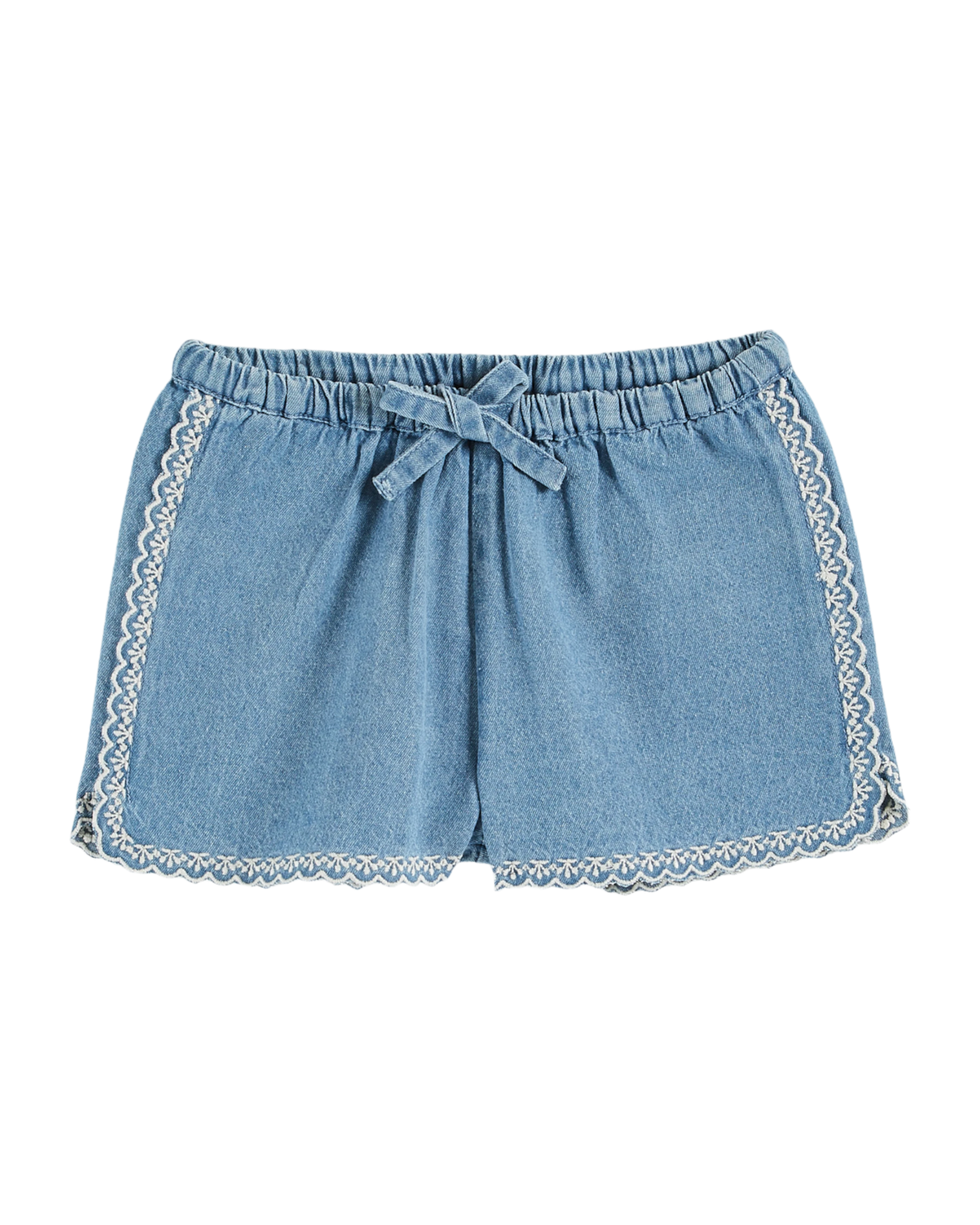 Short brodé denim clair