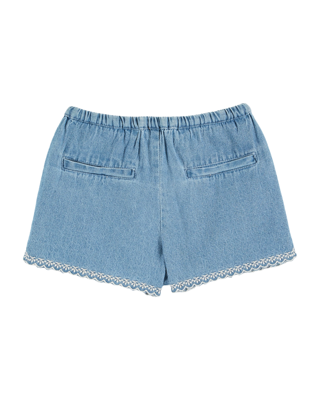 Short brodé denim clair