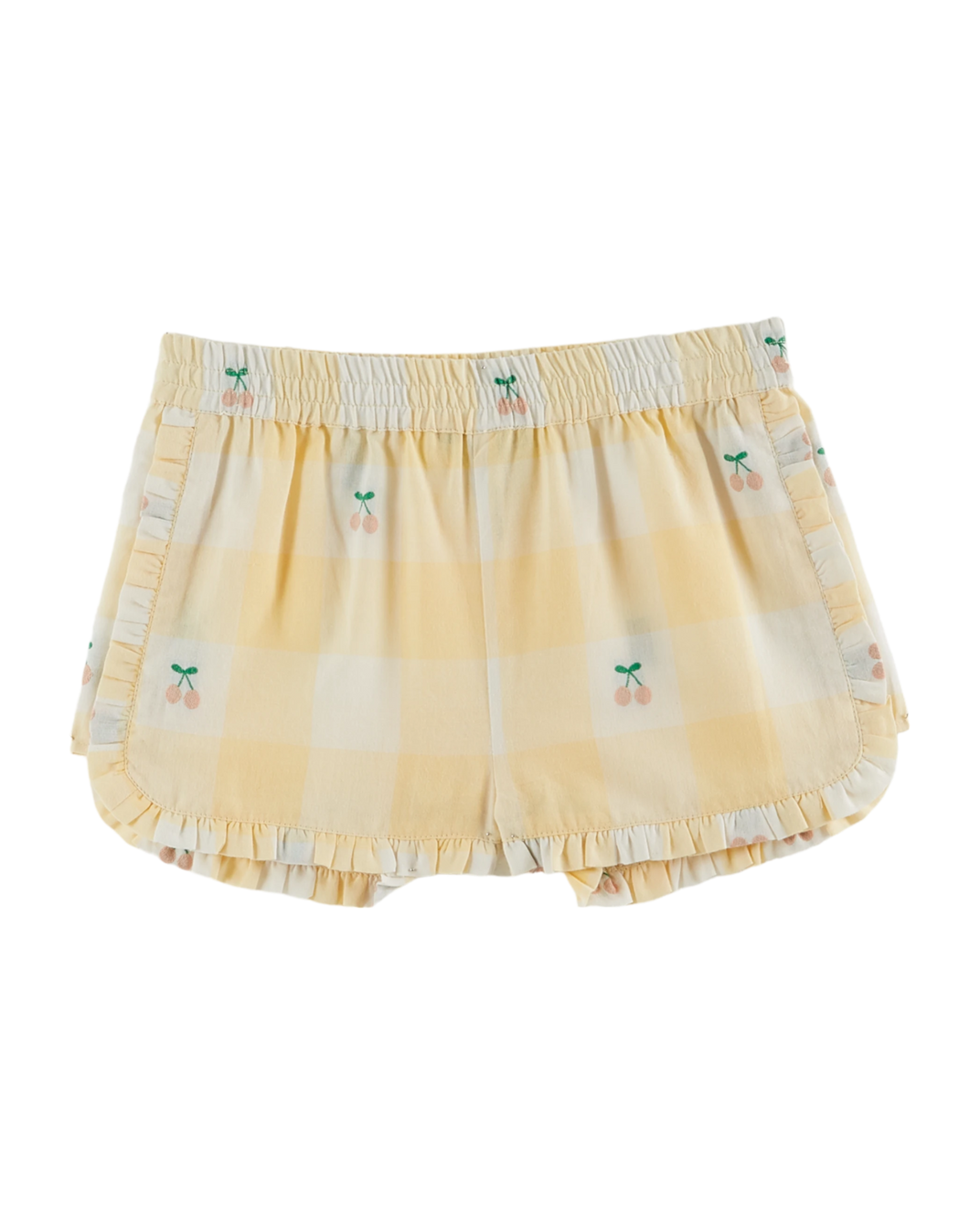 Short volanté cerises vichy jaune