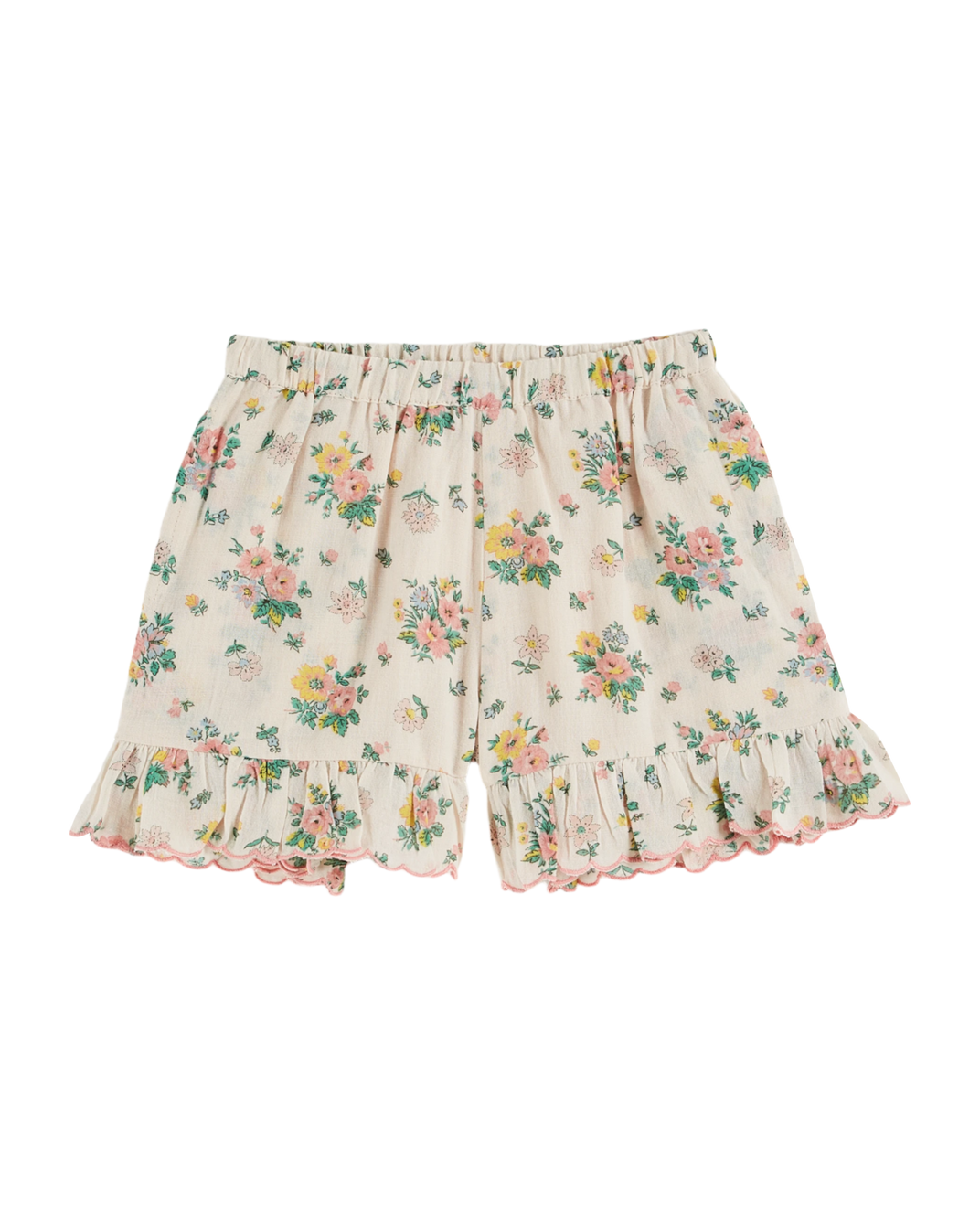 Short festonné volanté printemps rose